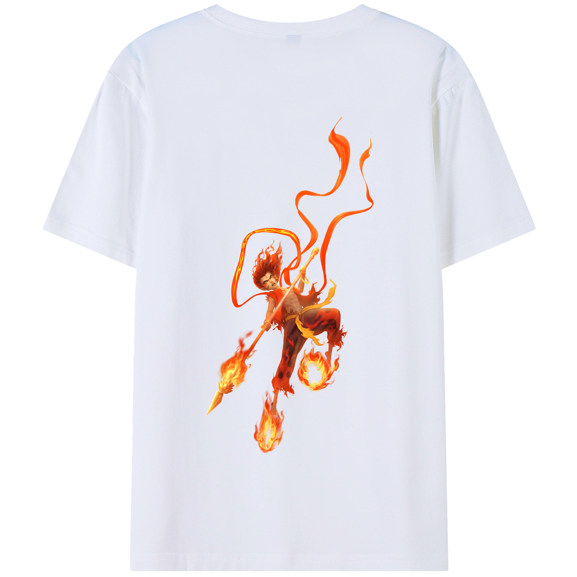 （画像用） Ne Zha 2 ナタ 魔童の大暴れ 綿100％半袖Tシャツ（背面プリント）