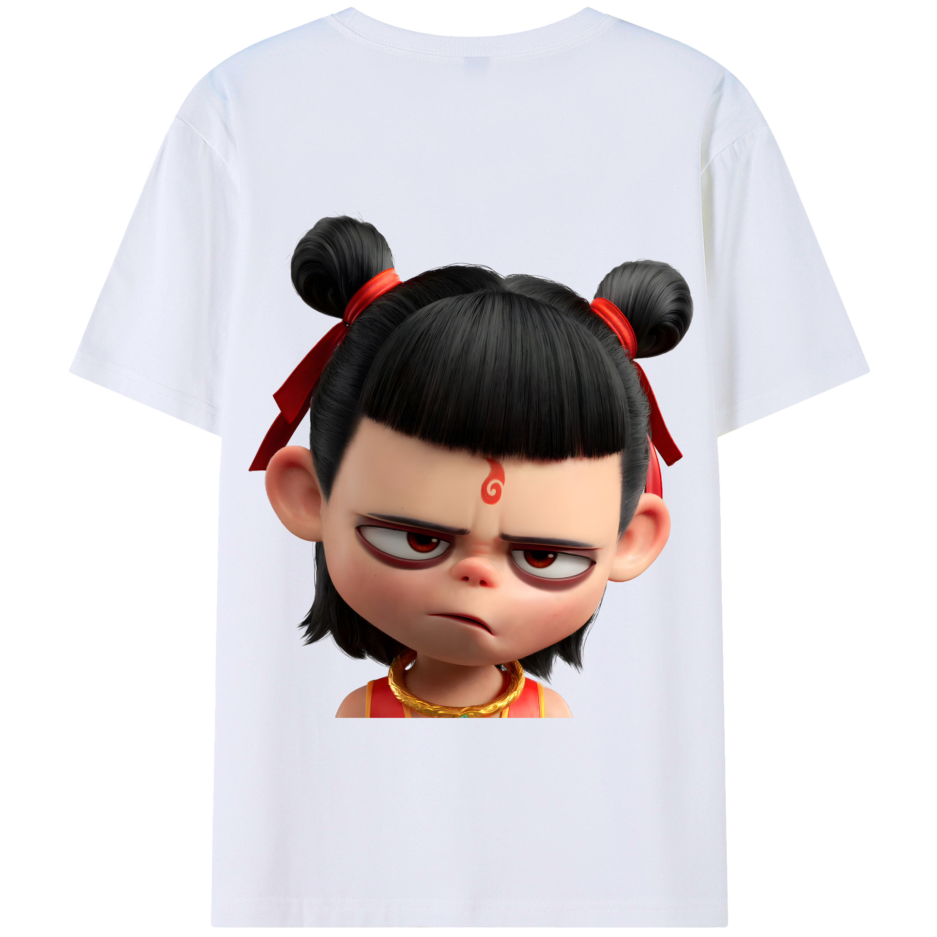 （画像用） Ne Zha 2 ナタ 魔童の大暴れ 綿100％半袖Tシャツ（背面プリント）