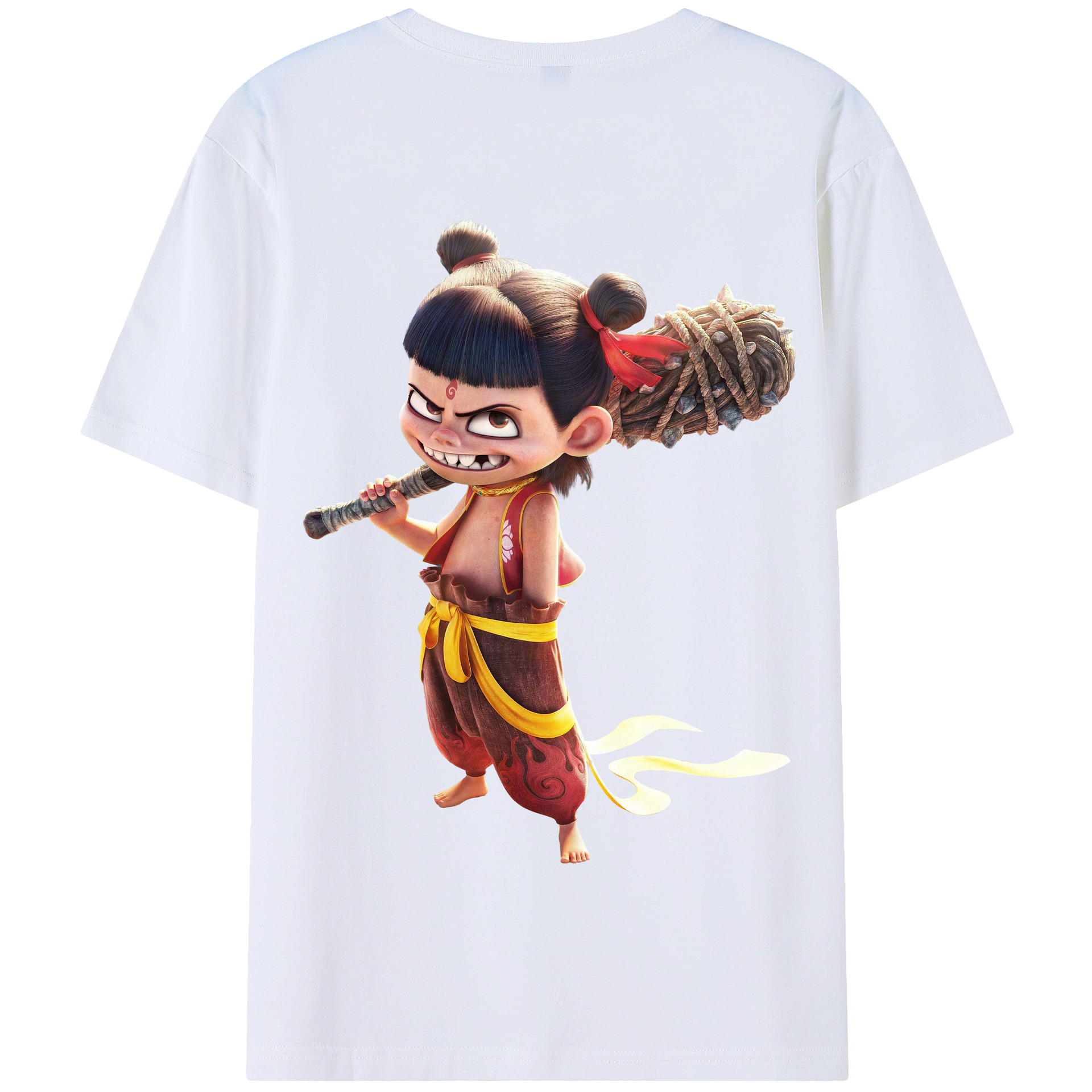 （画像用） Ne Zha 2 ナタ 魔童の大暴れ 綿100％半袖Tシャツ（背面プリント）