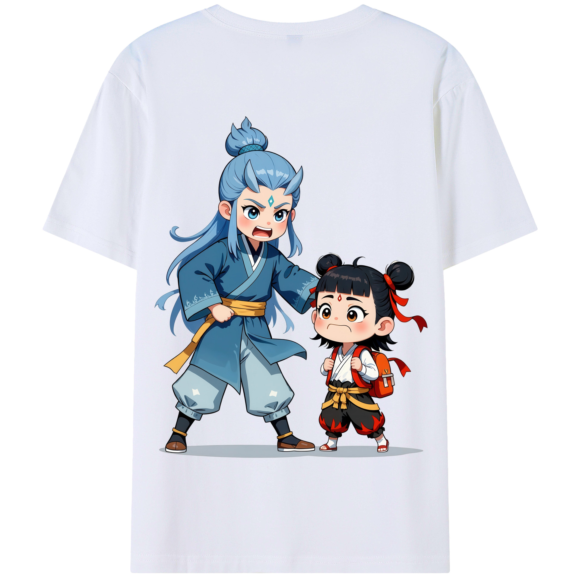 （画像用） Ne Zha 2 ナタ 魔童の大暴れ 綿100％半袖Tシャツ（背面プリント）