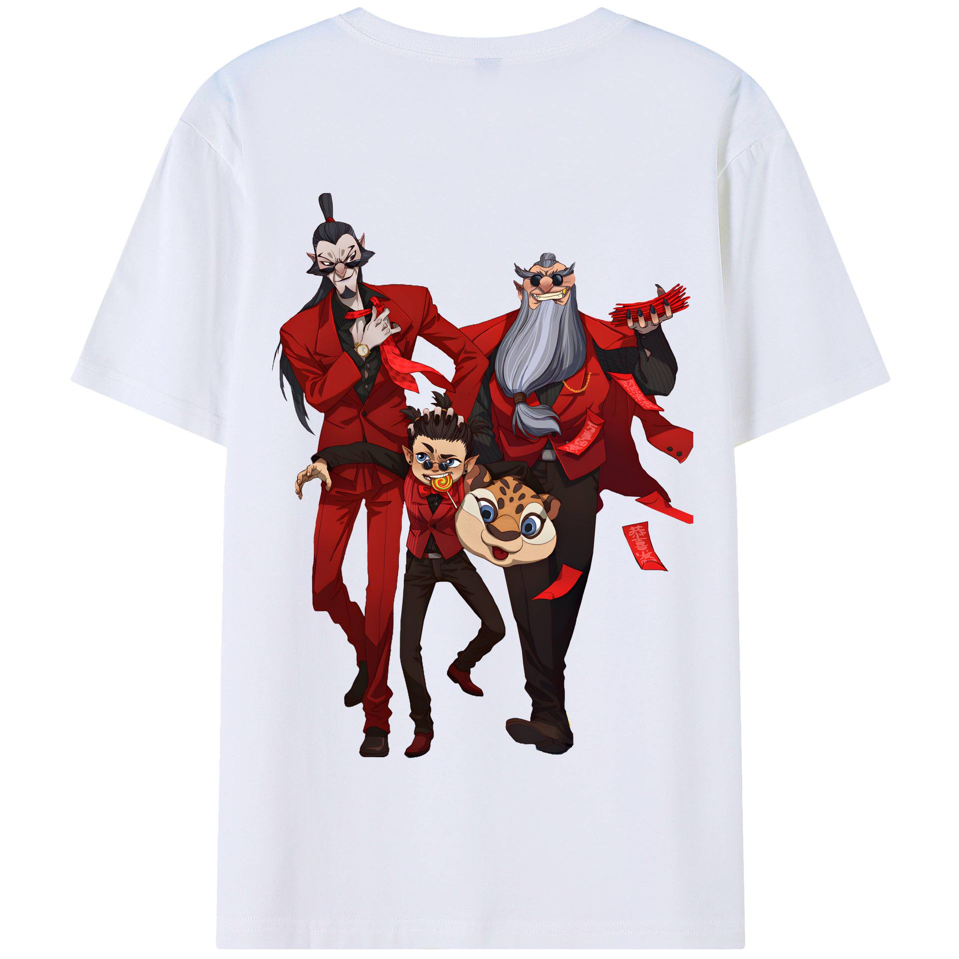 （画像用） Ne Zha 2 ナタ 魔童の大暴れ 綿100％半袖Tシャツ（背面プリント）