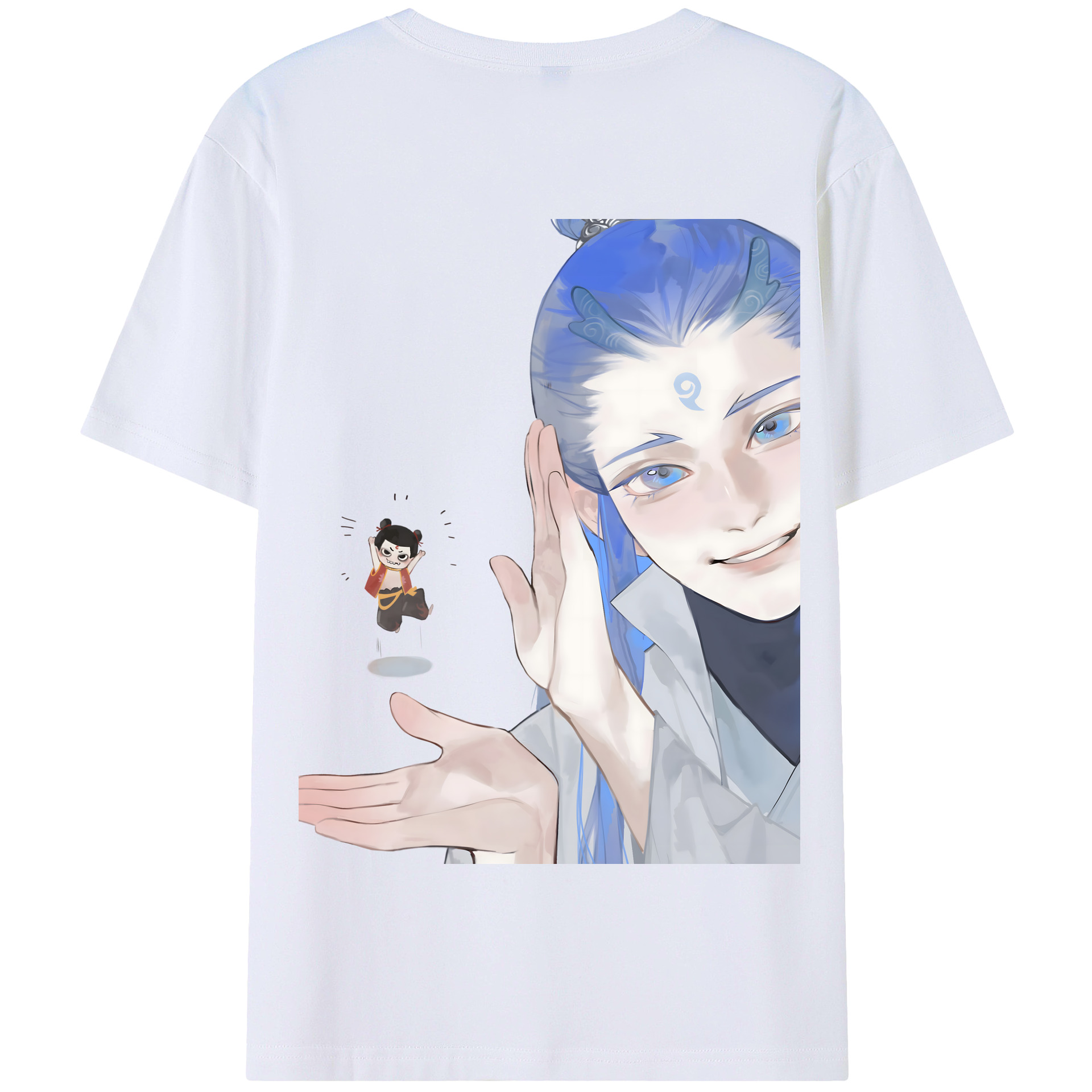 （画像用） Ne Zha 2 ナタ 魔童の大暴れ 綿100％半袖Tシャツ（背面プリント）