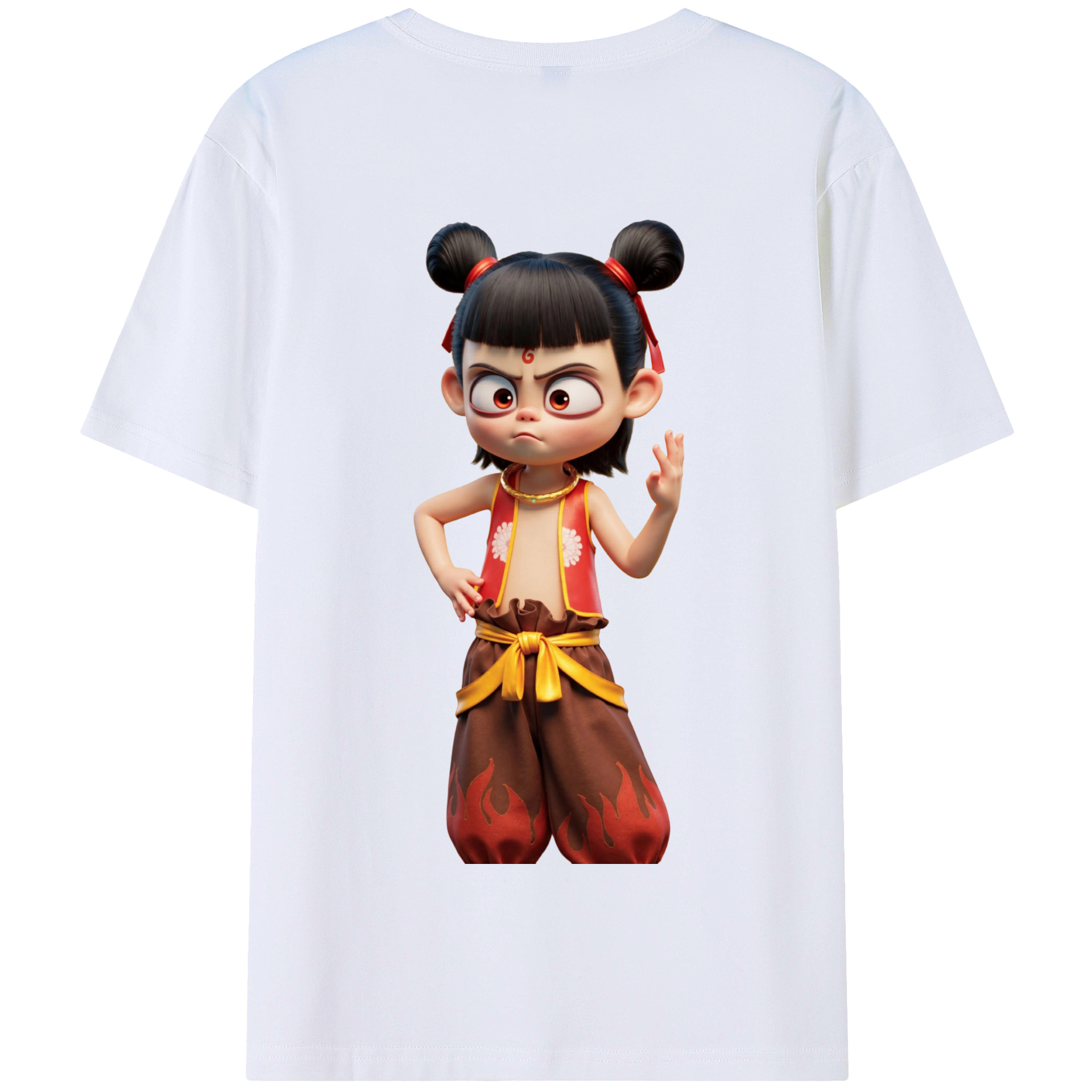 （画像用） Ne Zha 2 ナタ 魔童の大暴れ 綿100％半袖Tシャツ（背面プリント）