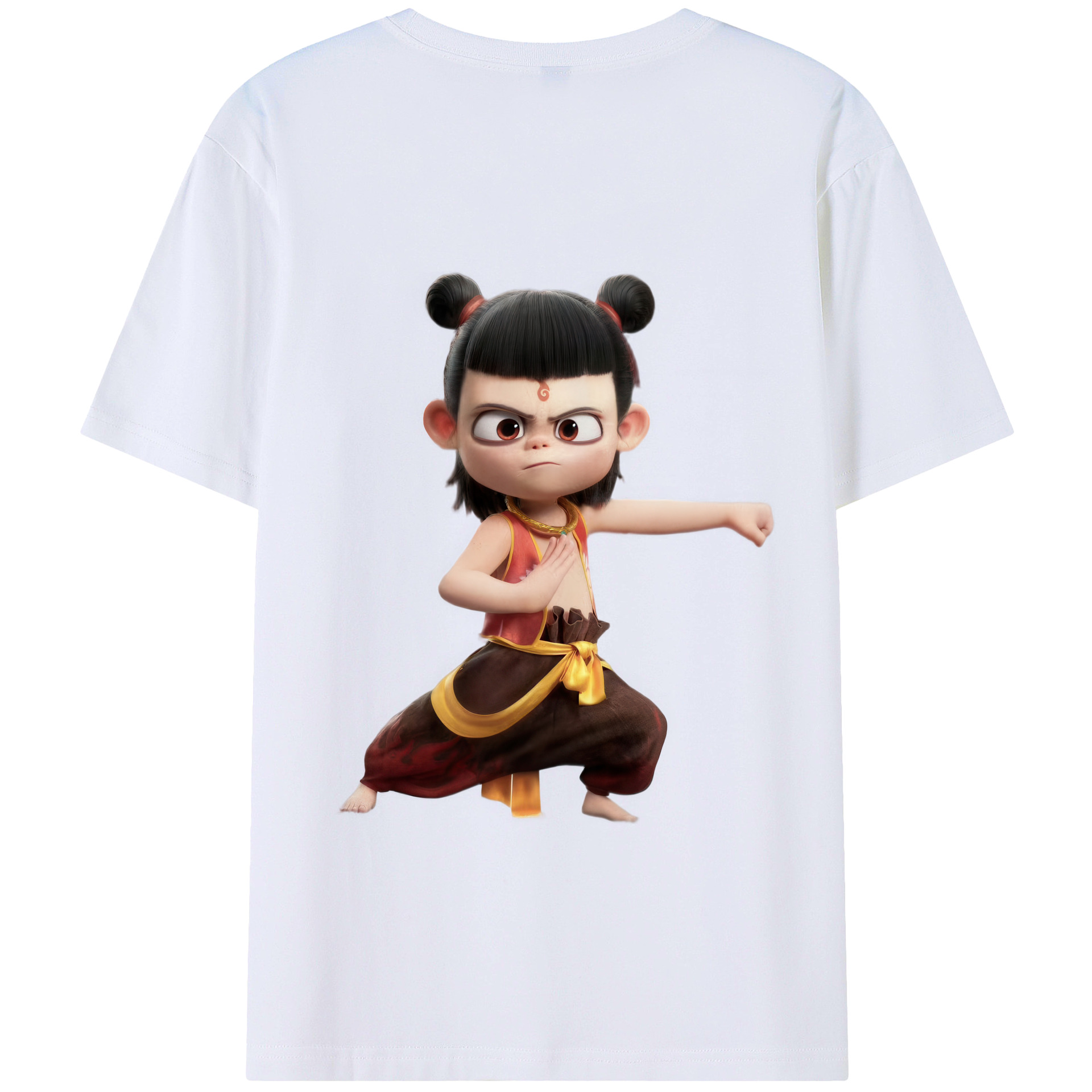 （画像用） Ne Zha 2 ナタ 魔童の大暴れ 綿100％半袖Tシャツ（背面プリント）
