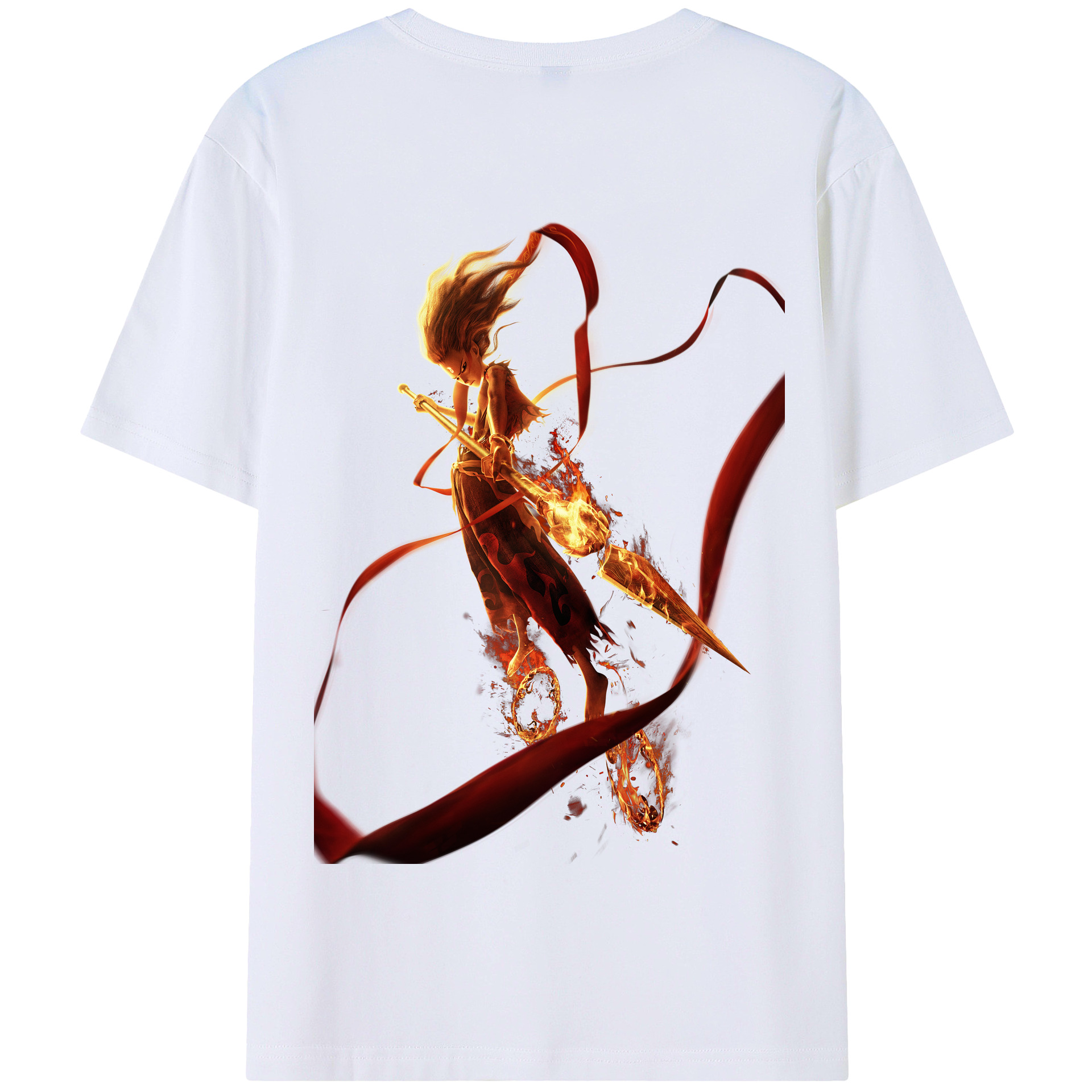 （画像用） Ne Zha 2 ナタ 魔童の大暴れ 綿100％半袖Tシャツ（背面プリント）