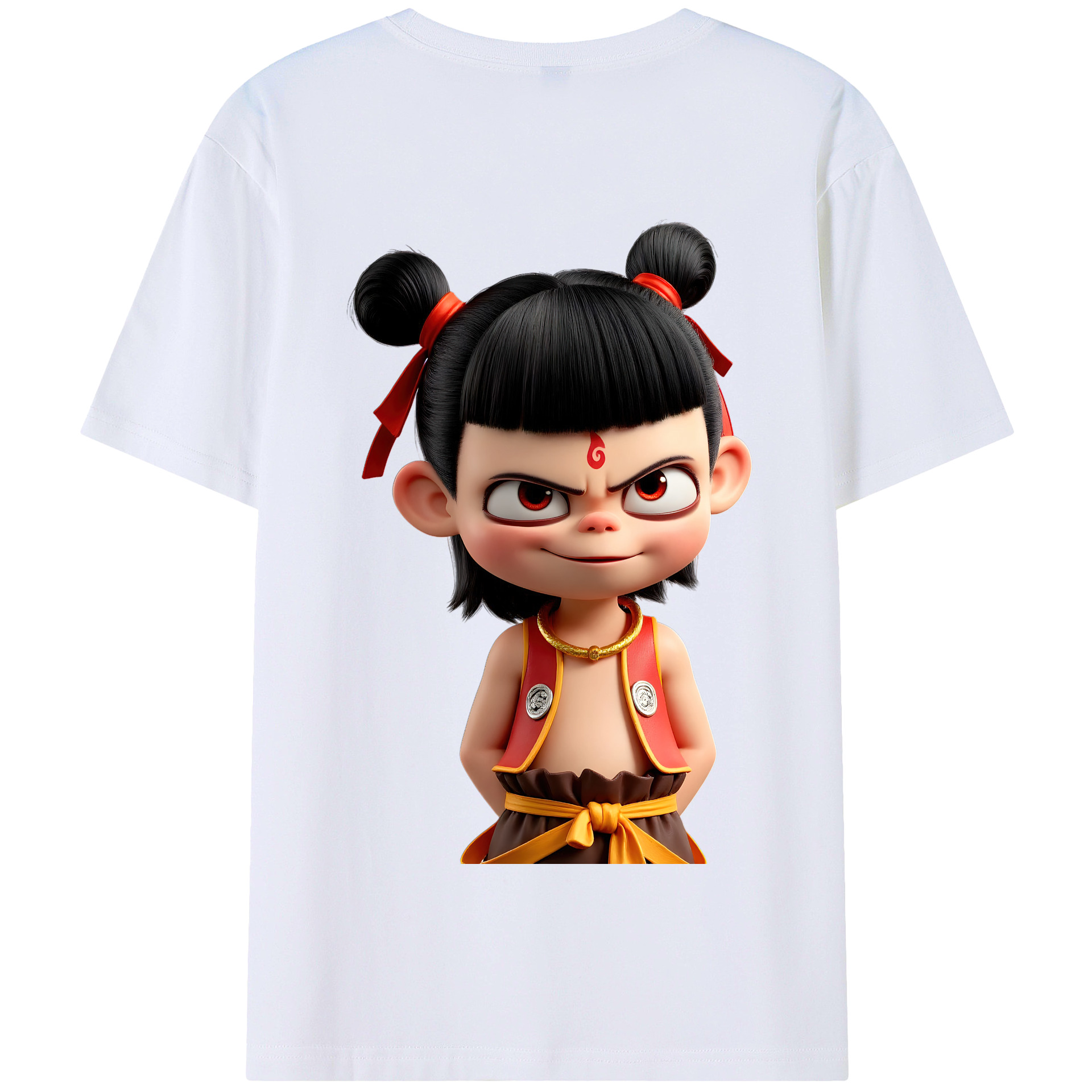 （画像用） Ne Zha 2 ナタ 魔童の大暴れ 綿100％半袖Tシャツ（背面プリント）