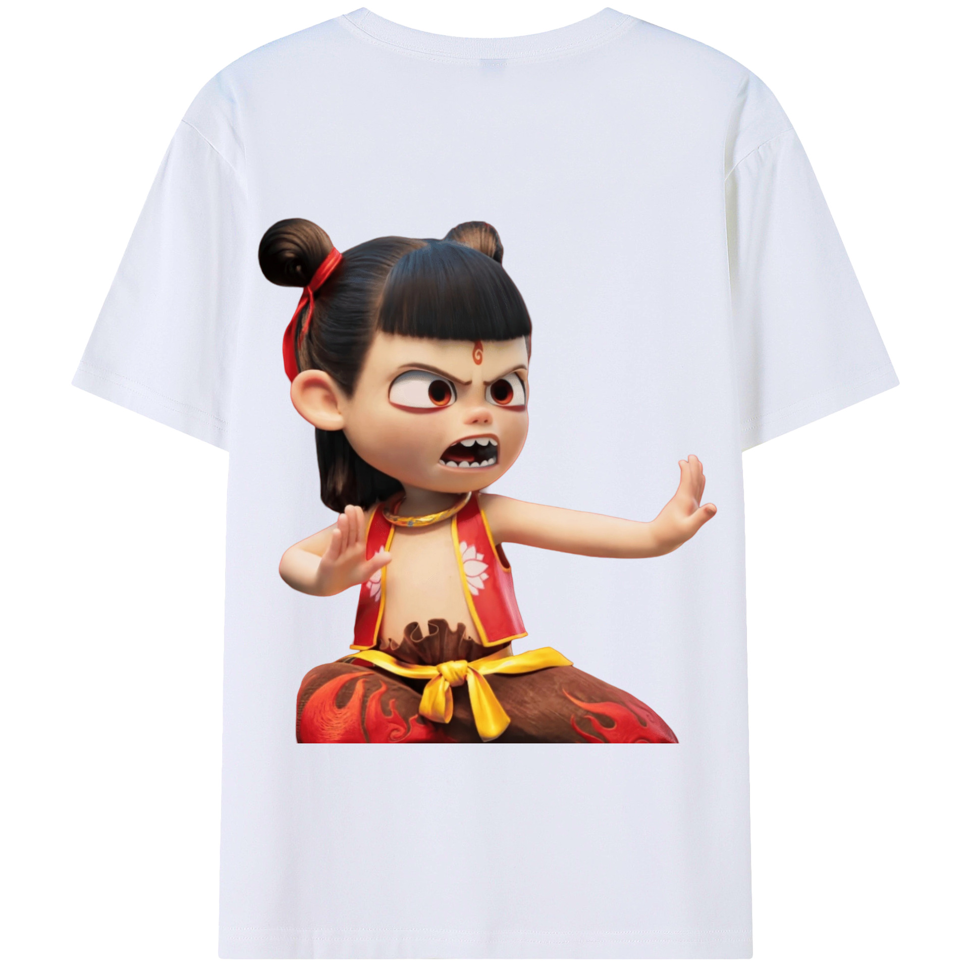 （画像用） Ne Zha 2 ナタ 魔童の大暴れ 綿100％半袖Tシャツ（背面プリント）
