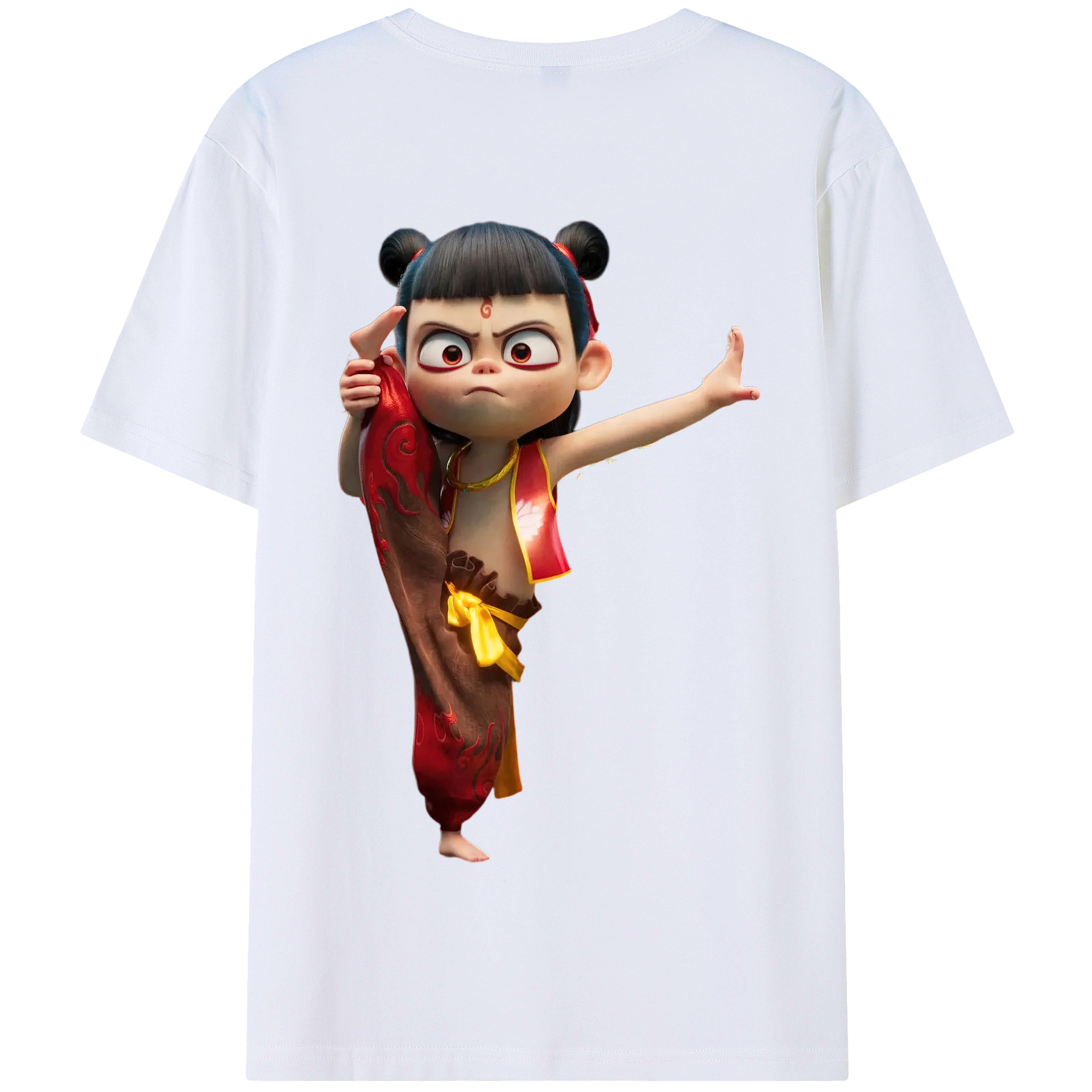 （画像用） Ne Zha 2 ナタ 魔童の大暴れ 綿100％半袖Tシャツ（背面プリント）