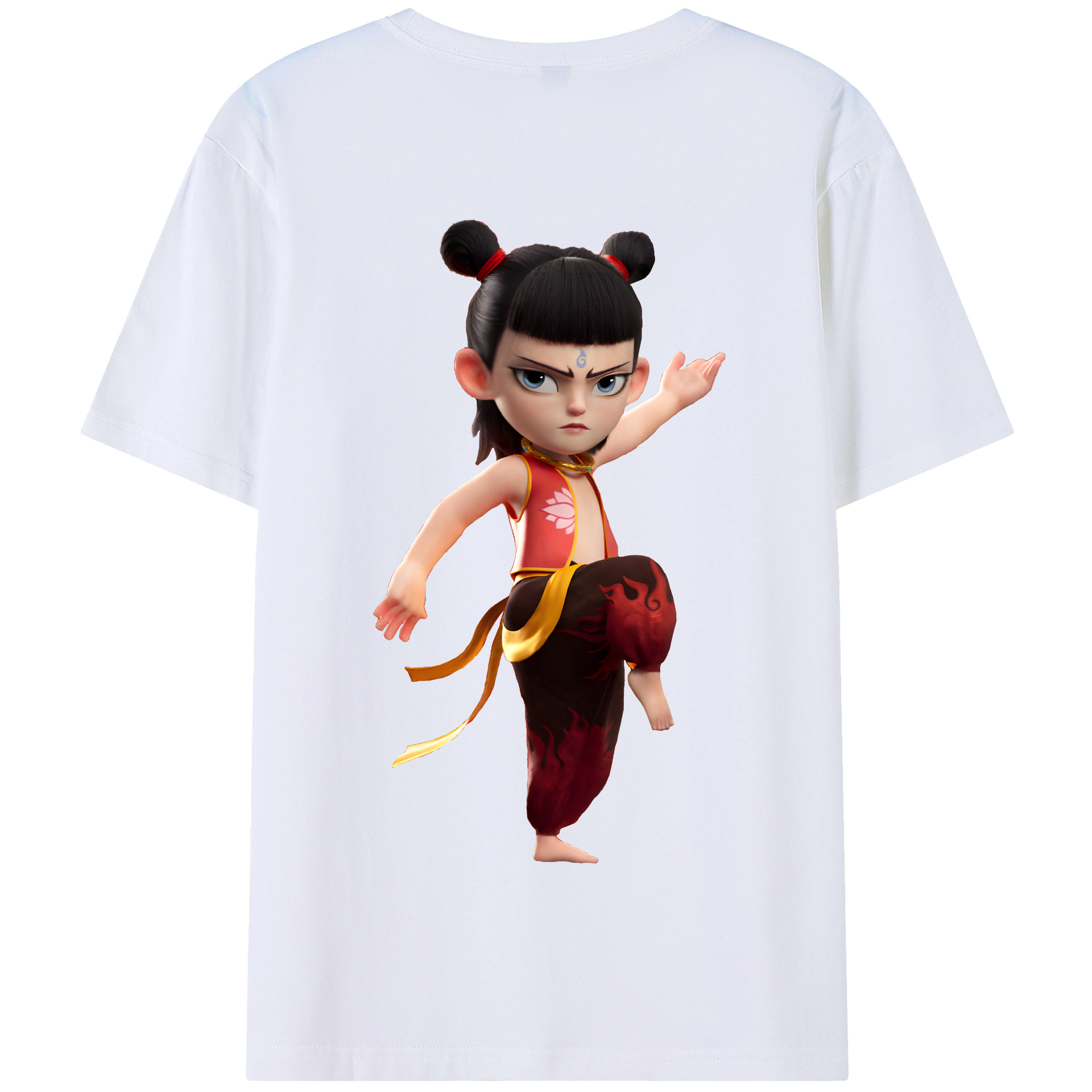 （画像用） Ne Zha 2 ナタ 魔童の大暴れ 綿100％半袖Tシャツ（背面プリント）