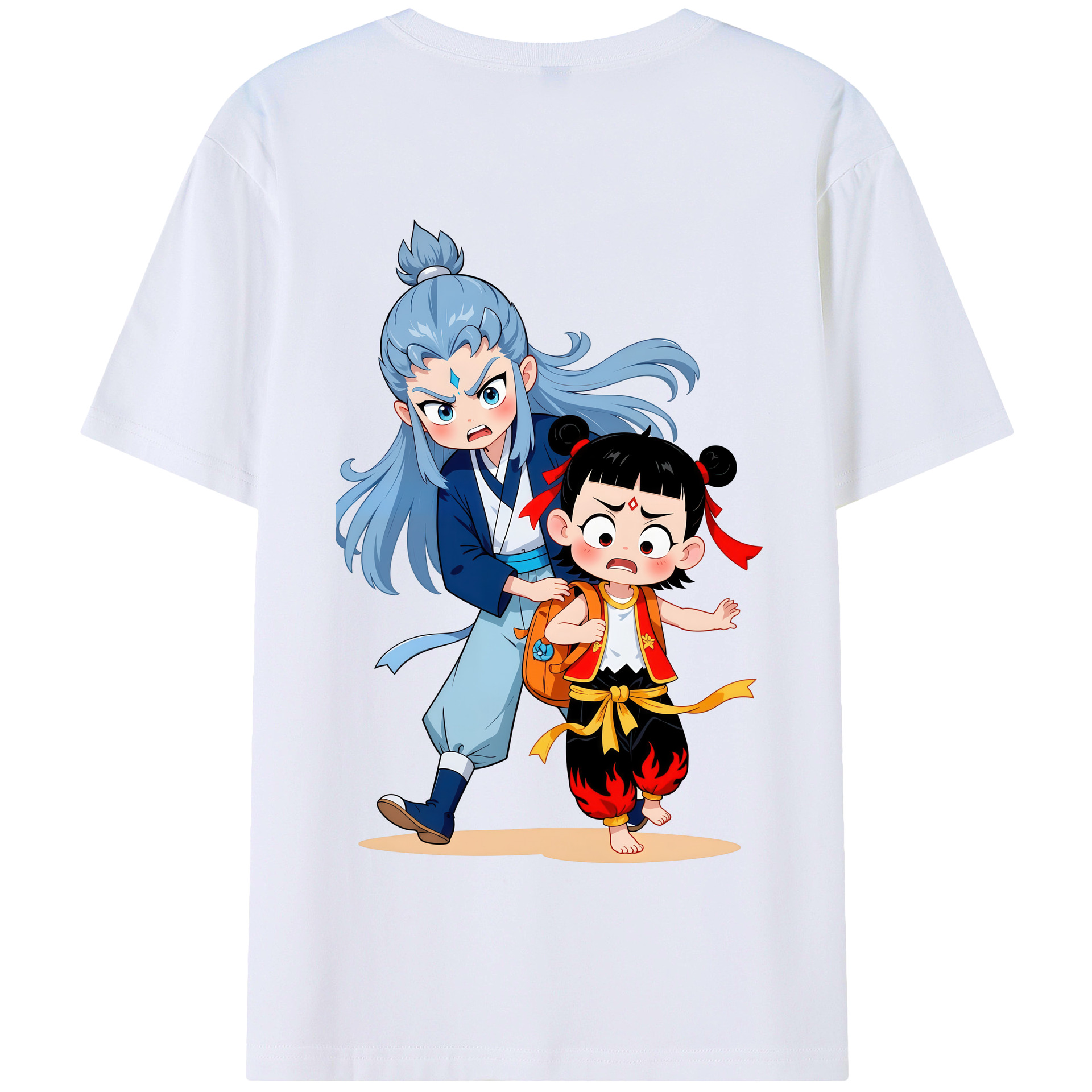 （画像用） Ne Zha 2 ナタ 魔童の大暴れ 綿100％半袖Tシャツ（背面プリント）