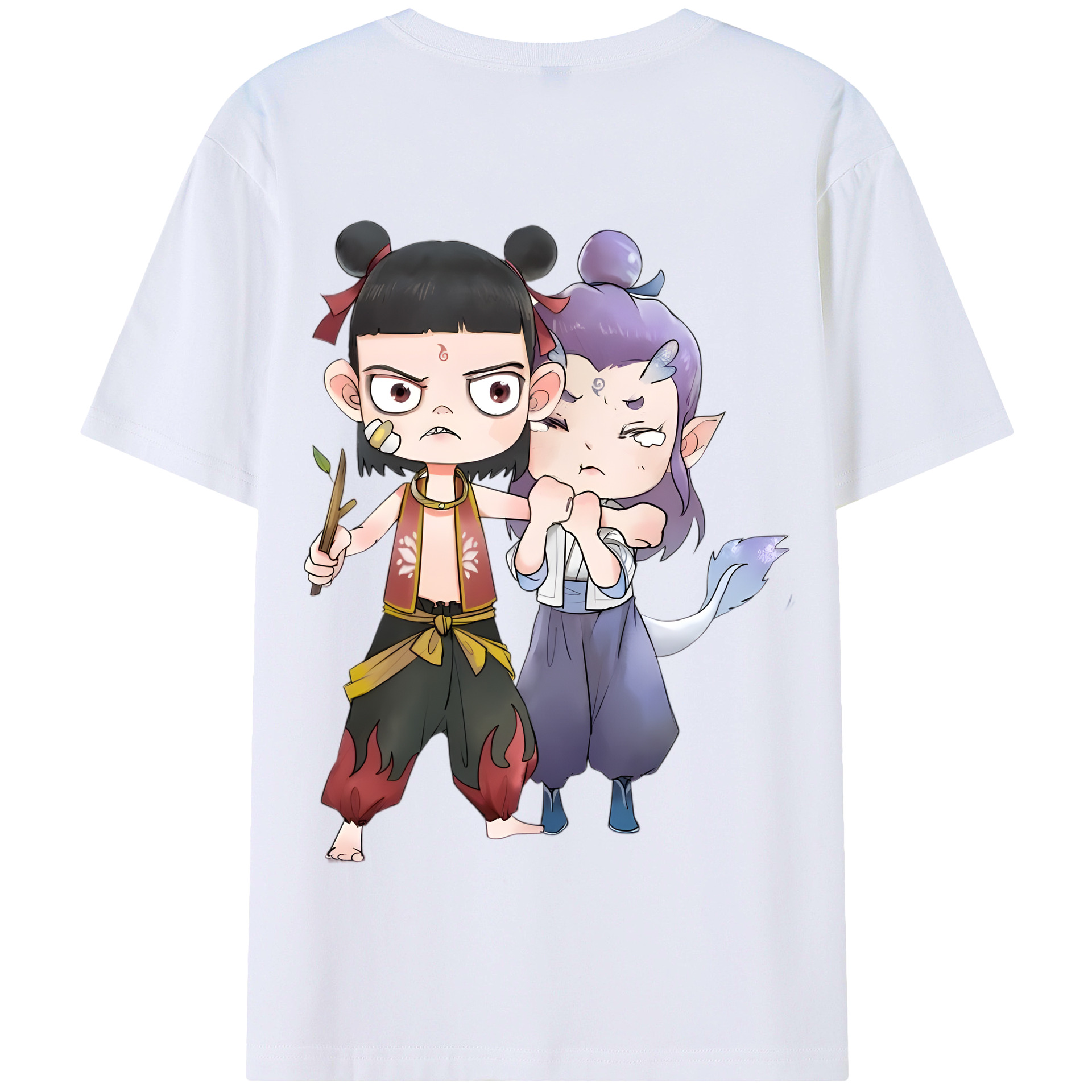 （画像用） Ne Zha 2 ナタ 魔童の大暴れ 綿100％半袖Tシャツ（背面プリント）