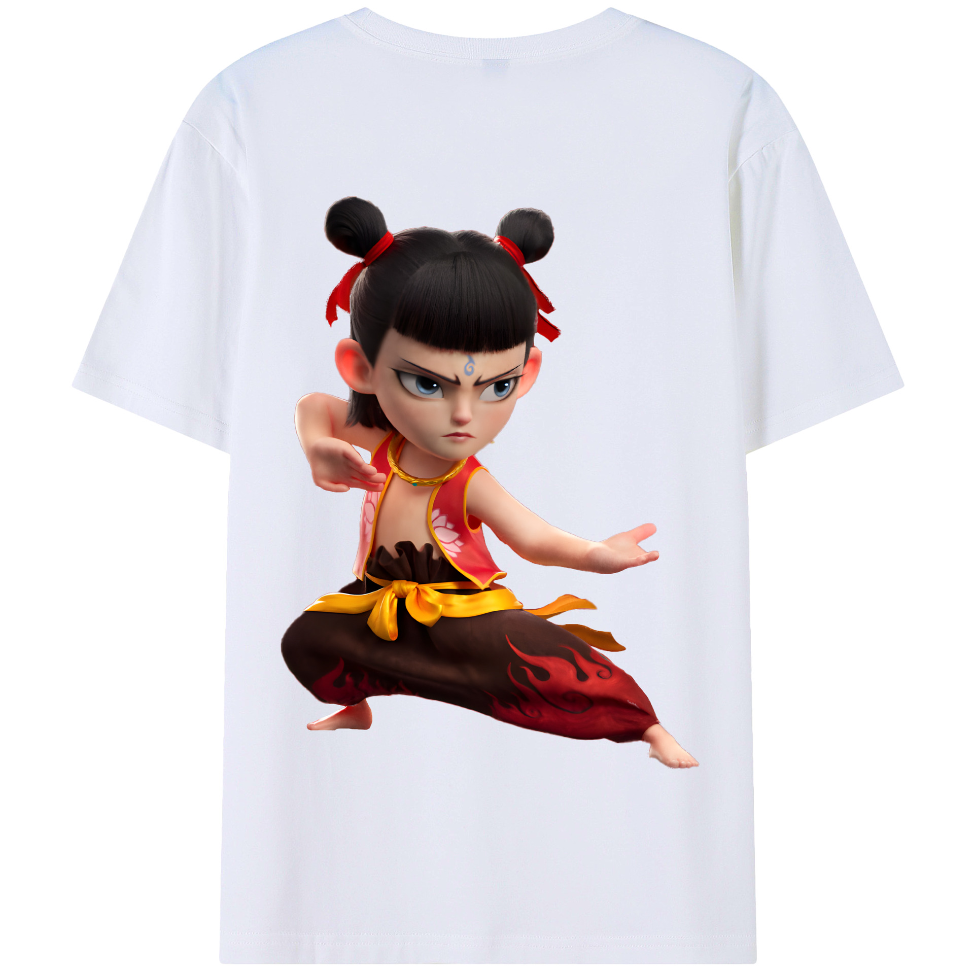 （画像用） Ne Zha 2 ナタ 魔童の大暴れ 綿100％半袖Tシャツ（背面プリント）