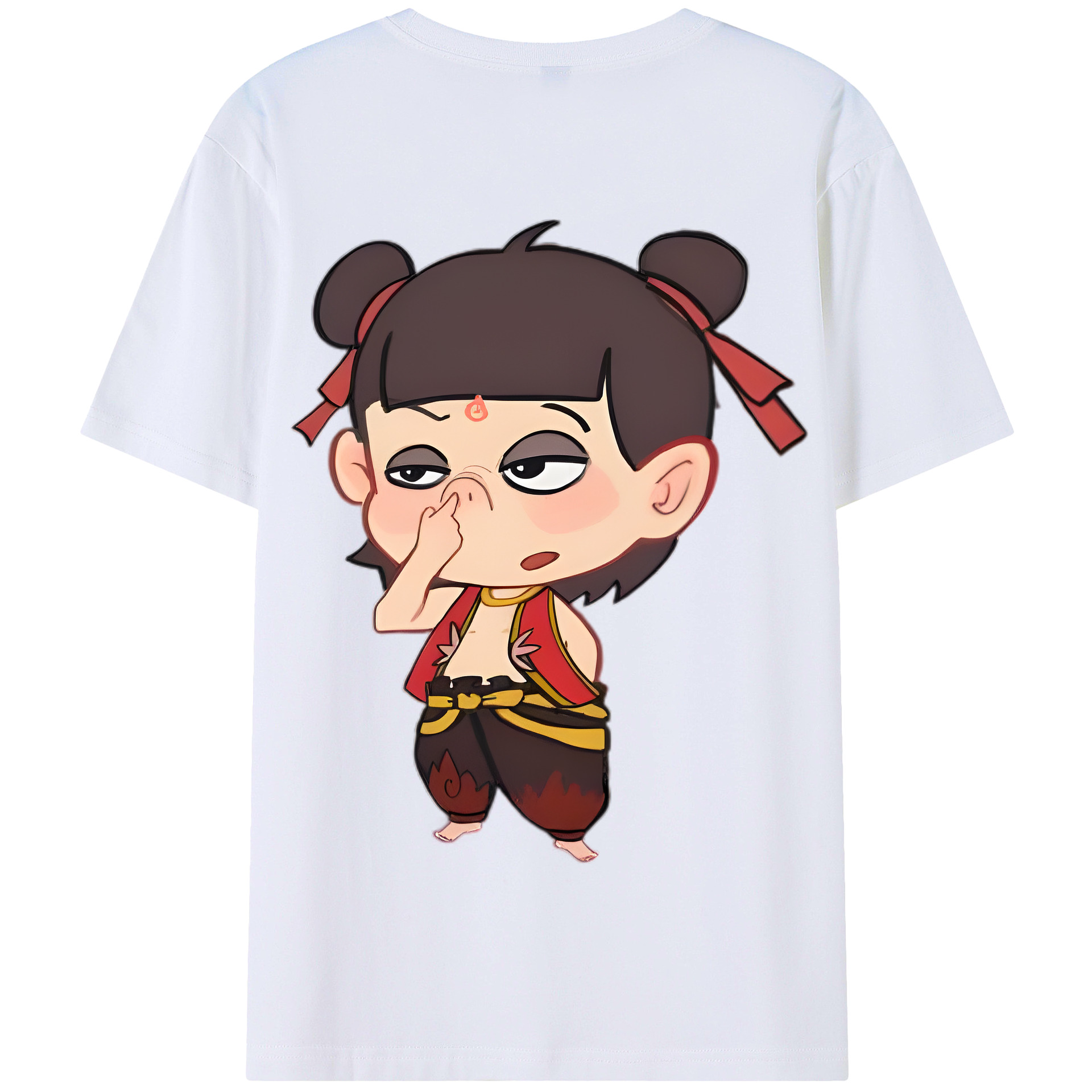 （画像用） Ne Zha 2 ナタ 魔童の大暴れ 綿100％半袖Tシャツ（背面プリント）