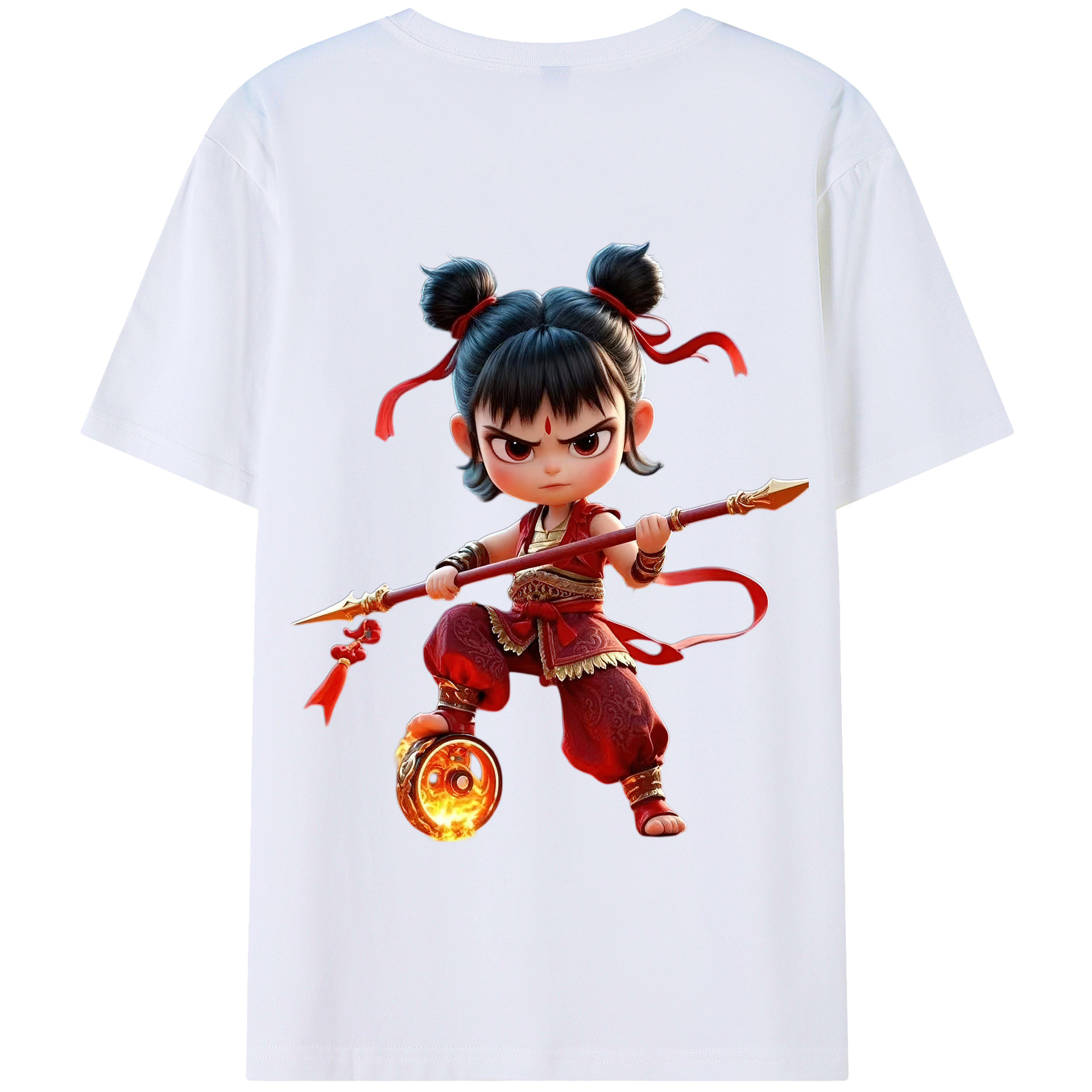 （画像用） Ne Zha 2 ナタ 魔童の大暴れ 綿100％半袖Tシャツ（背面プリント）