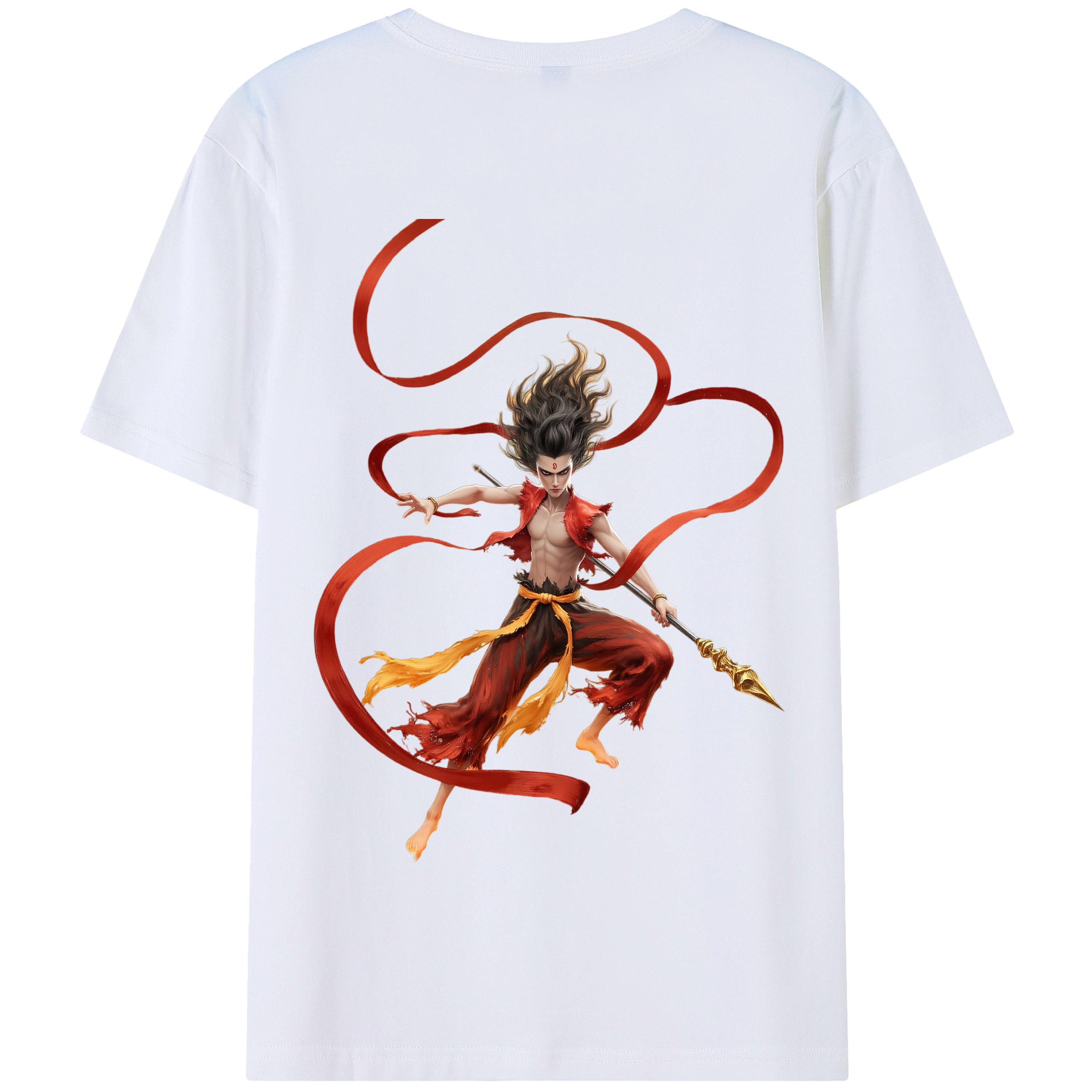 （画像用） Ne Zha 2 ナタ 魔童の大暴れ 綿100％半袖Tシャツ（背面プリント）