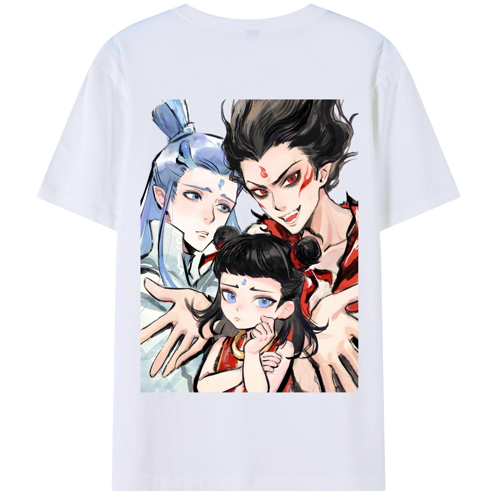 （画像用） Ne Zha 2 ナタ 魔童の大暴れ 綿100％半袖Tシャツ（背面プリント）