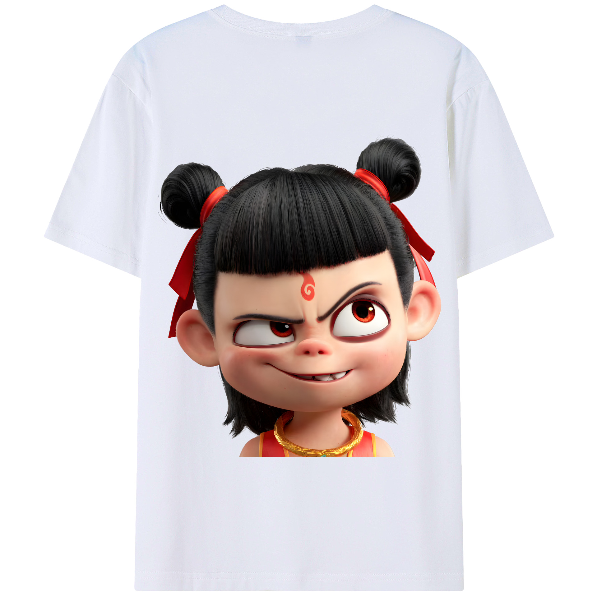 （画像用） Ne Zha 2 ナタ 魔童の大暴れ 綿100％半袖Tシャツ（背面プリント）