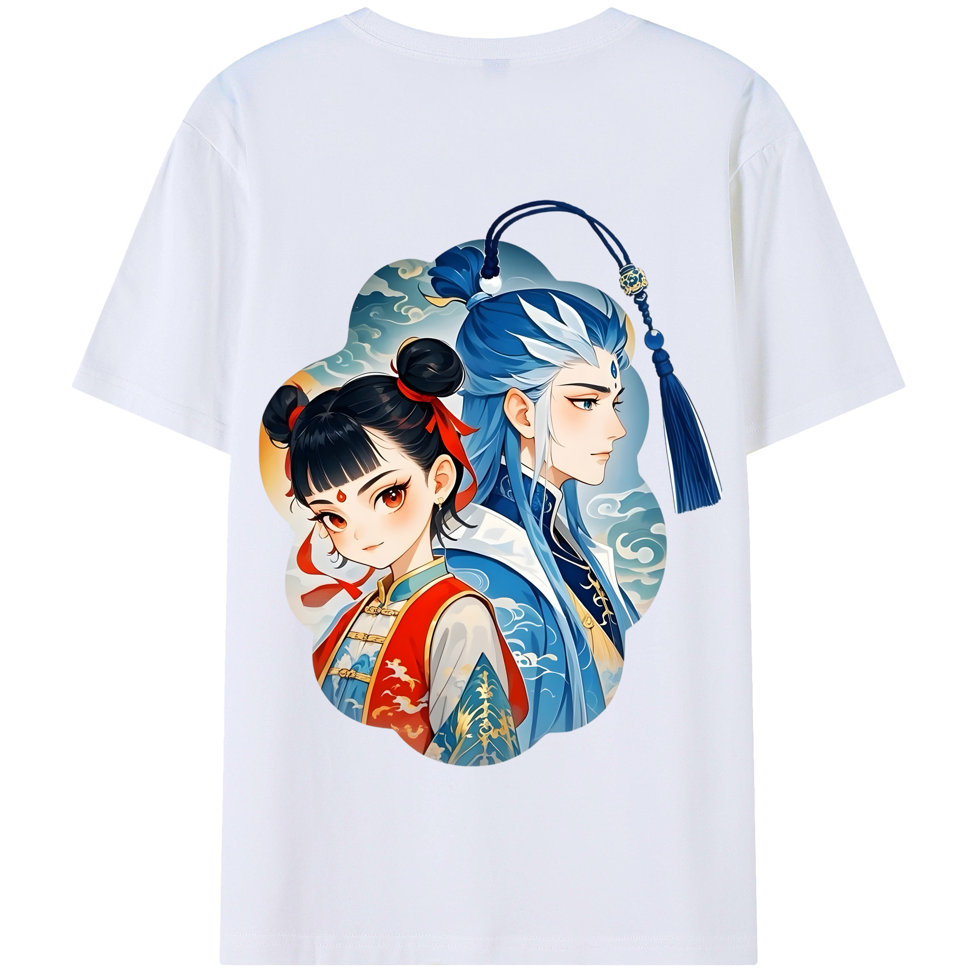 （画像用） Ne Zha 2 ナタ 魔童の大暴れ 綿100％半袖Tシャツ（背面プリント）