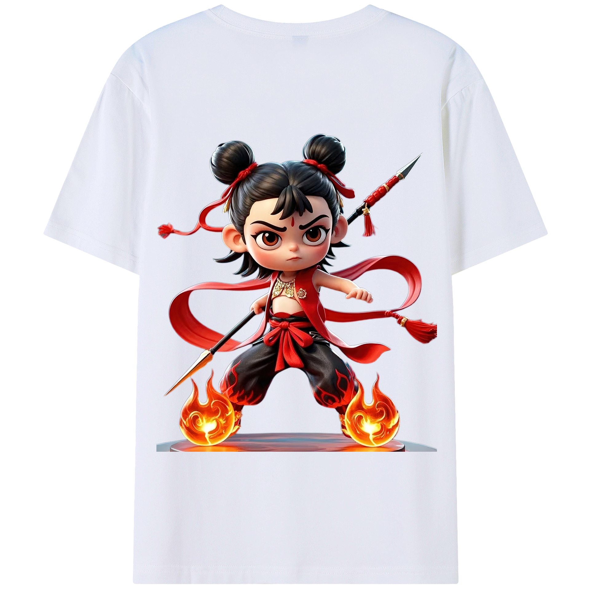 （画像用） Ne Zha 2 ナタ 魔童の大暴れ 綿100％半袖Tシャツ（背面プリント）