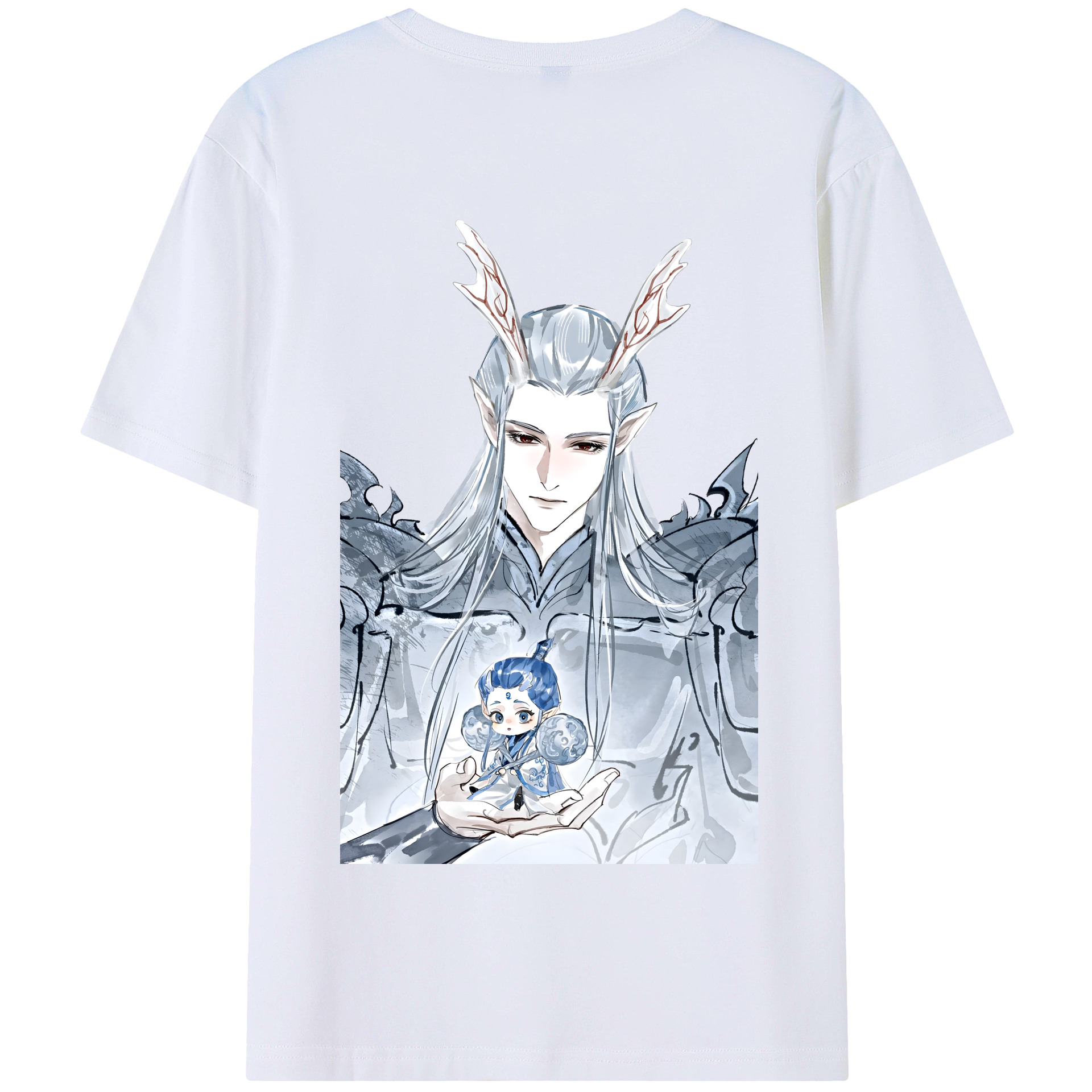 （画像用） Ne Zha 2 ナタ 魔童の大暴れ 綿100％半袖Tシャツ（背面プリント）