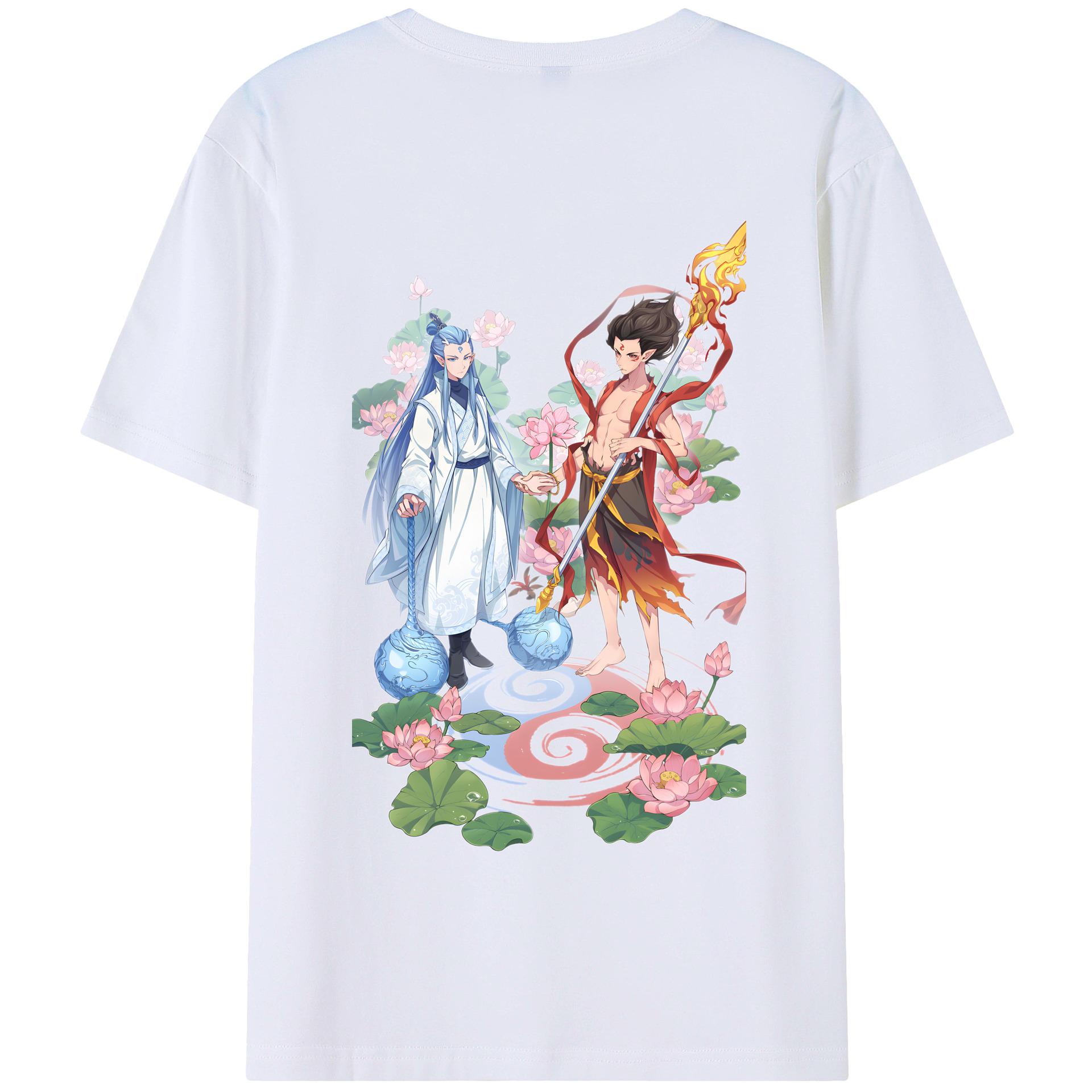 （画像用） Ne Zha 2 ナタ 魔童の大暴れ 綿100％半袖Tシャツ（背面プリント）