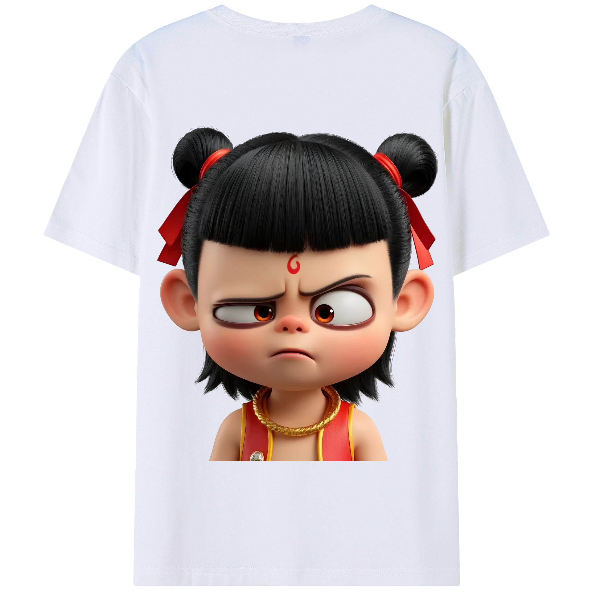 （画像用） Ne Zha 2 ナタ 魔童の大暴れ 綿100％半袖Tシャツ（背面プリント）