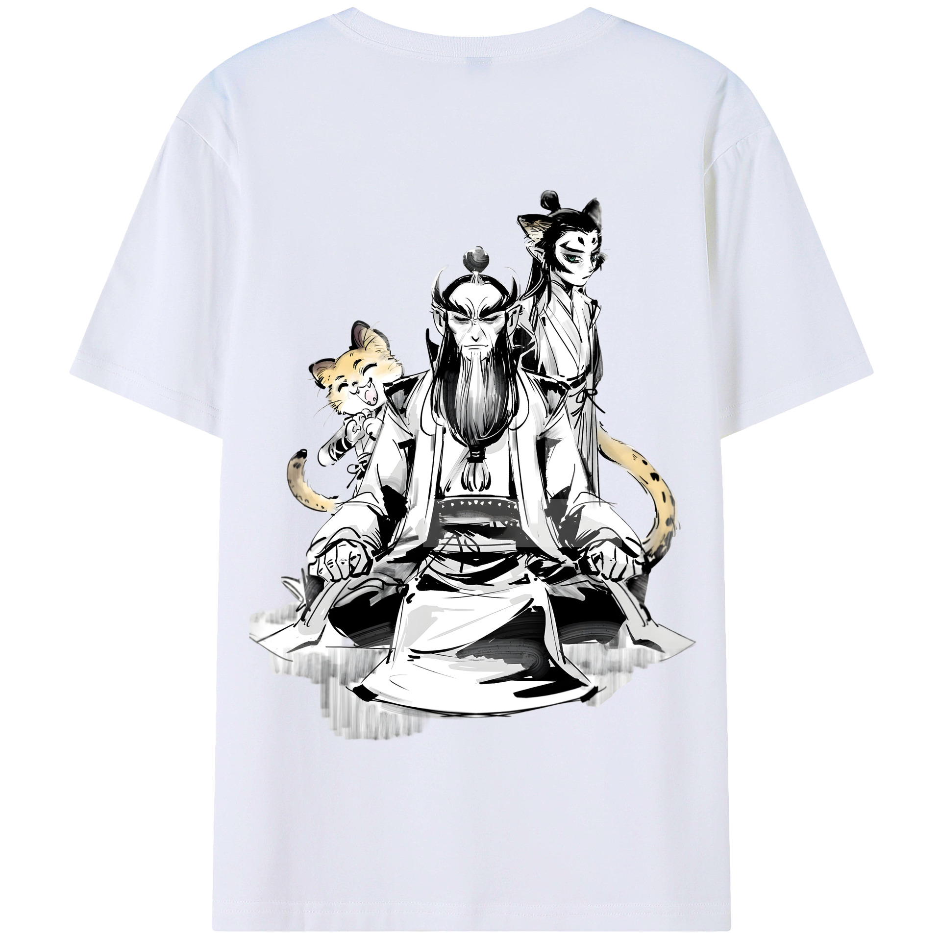 （画像用） Ne Zha 2 ナタ 魔童の大暴れ 綿100％半袖Tシャツ（背面プリント）