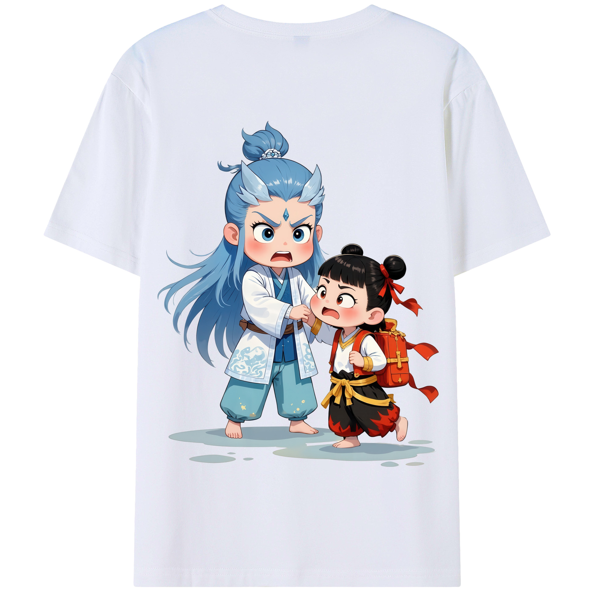 （画像用） Ne Zha 2 ナタ 魔童の大暴れ 綿100％半袖Tシャツ（背面プリント）