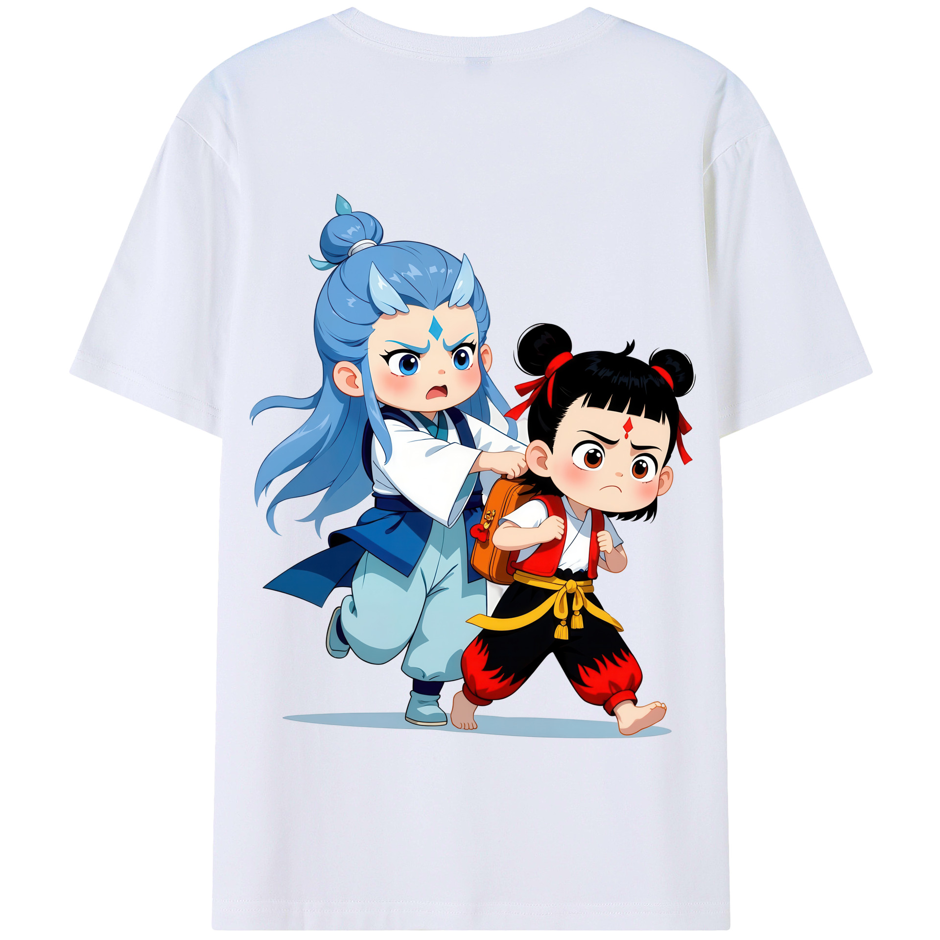 （画像用） Ne Zha 2 ナタ 魔童の大暴れ 綿100％半袖Tシャツ（背面プリント）