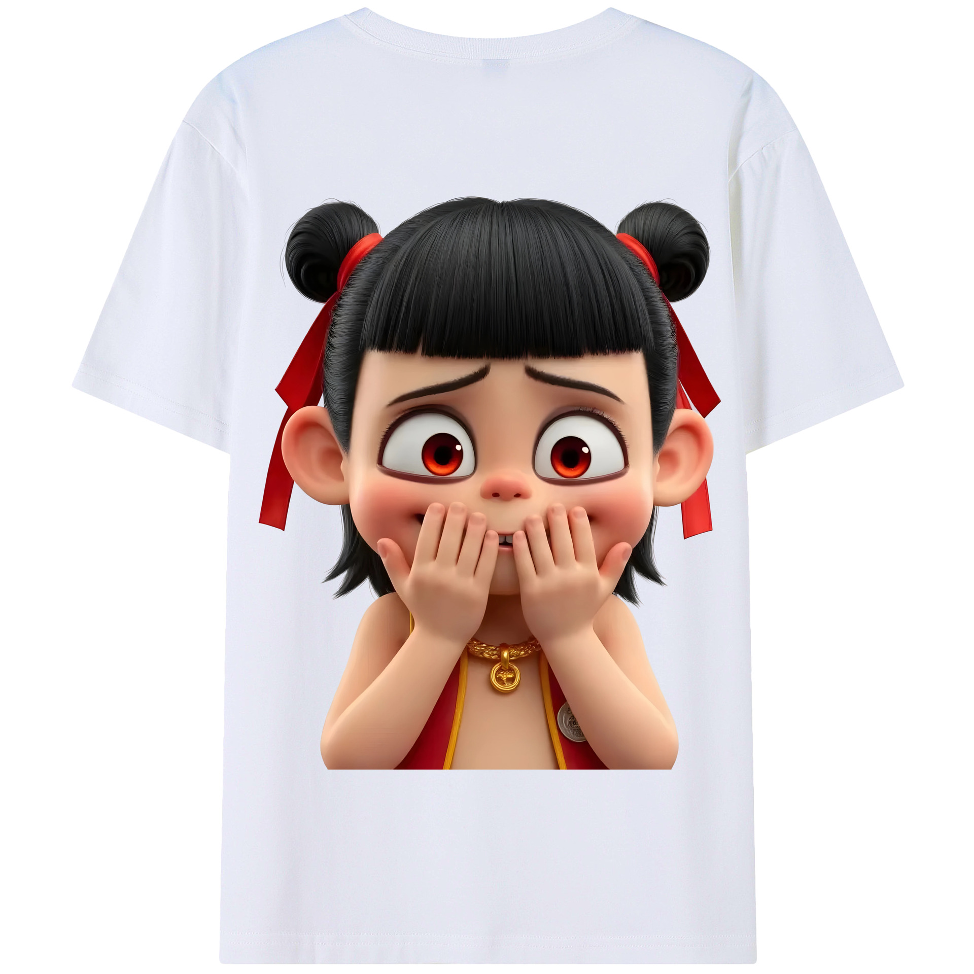 （画像用） Ne Zha 2 ナタ 魔童の大暴れ 綿100％半袖Tシャツ（背面プリント）