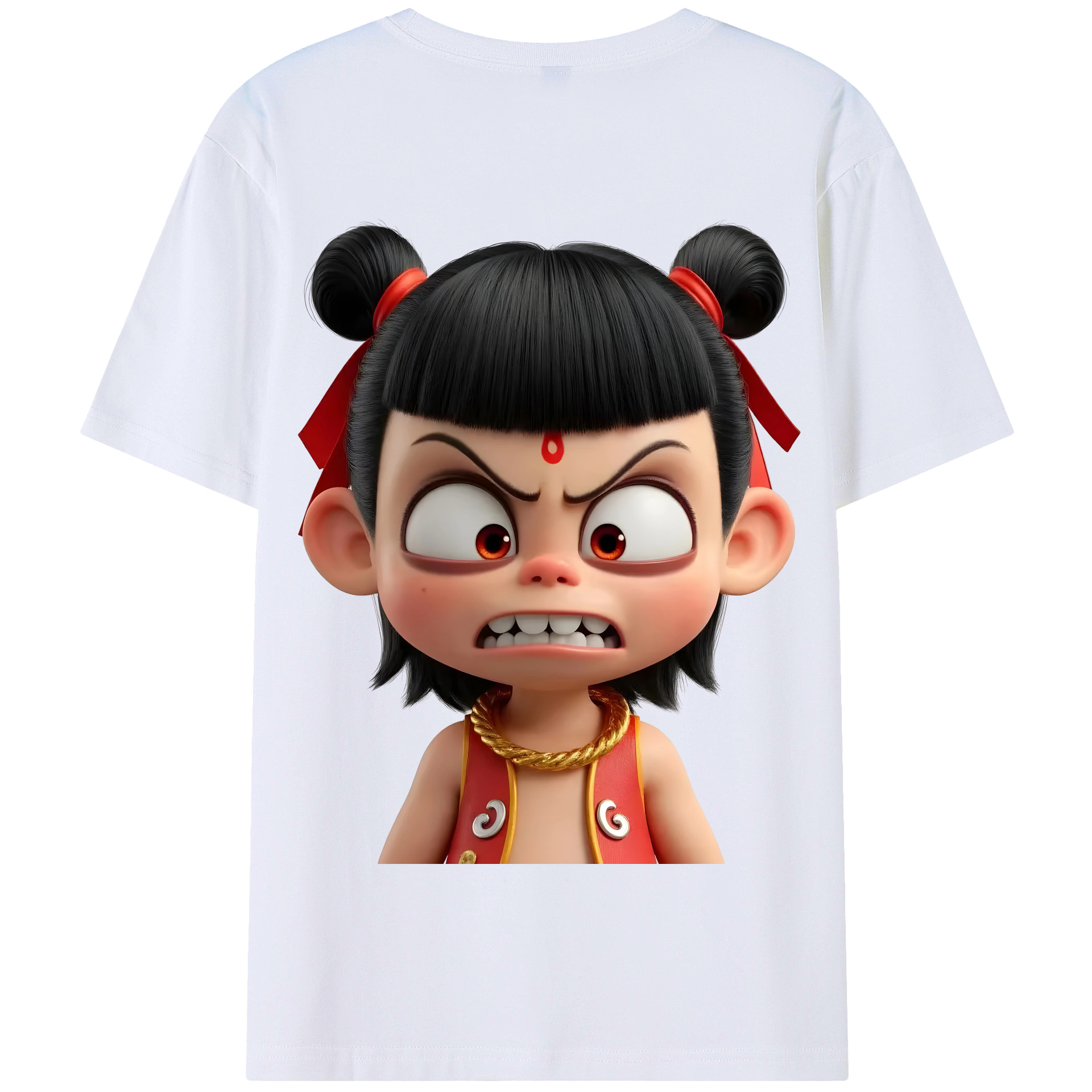 （画像用） Ne Zha 2 ナタ 魔童の大暴れ 綿100％半袖Tシャツ（背面プリント）