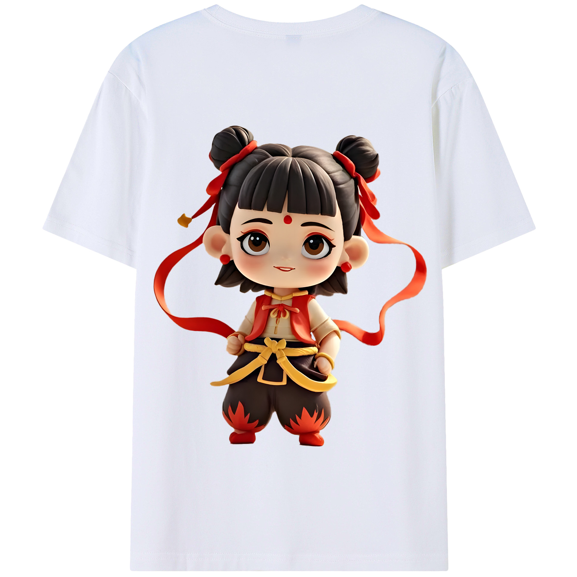 （画像用） Ne Zha 2 ナタ 魔童の大暴れ 綿100％半袖Tシャツ（背面プリント）