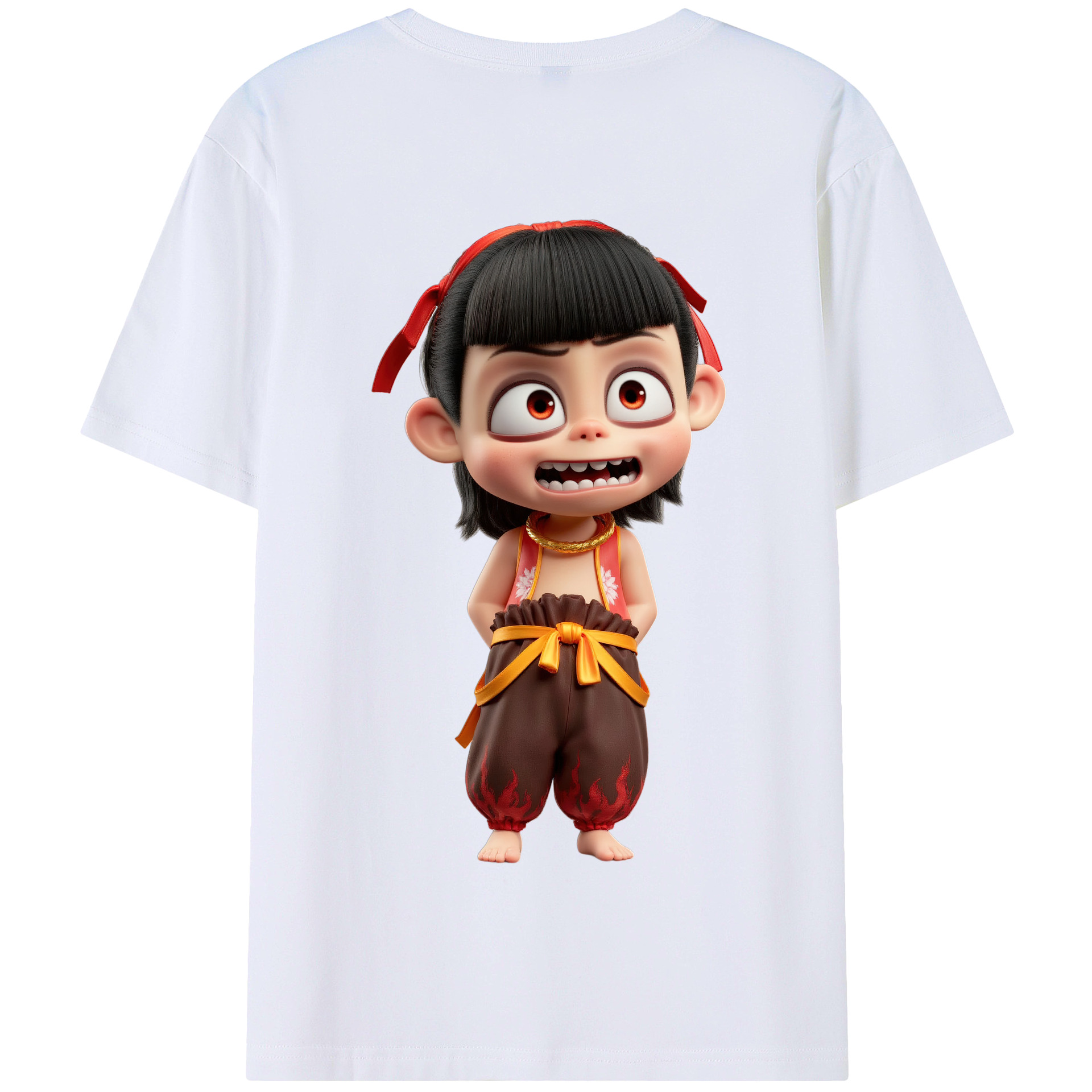 （画像用） Ne Zha 2 ナタ 魔童の大暴れ 綿100％半袖Tシャツ（背面プリント）