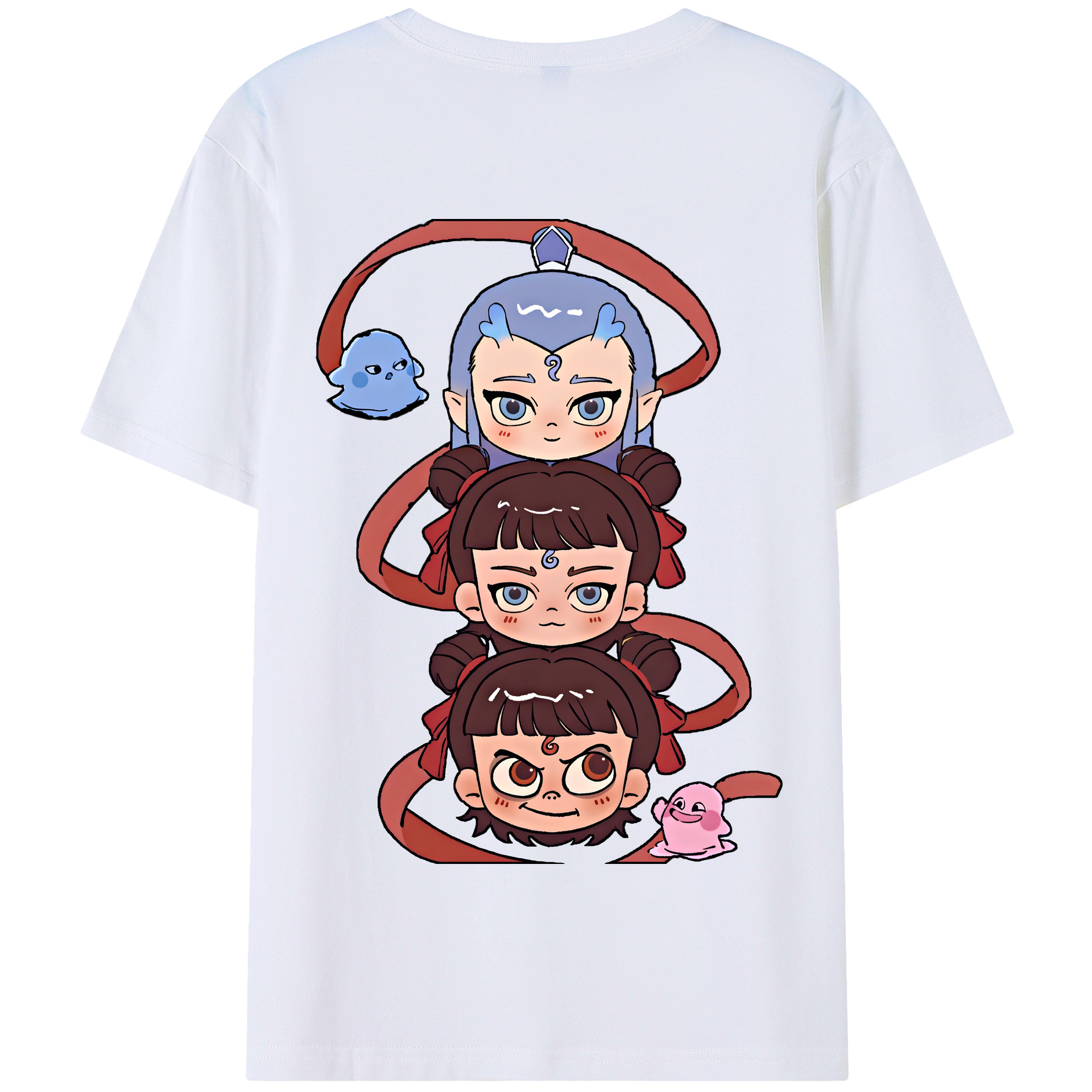 （画像用） Ne Zha 2 ナタ 魔童の大暴れ 綿100％半袖Tシャツ（背面プリント）