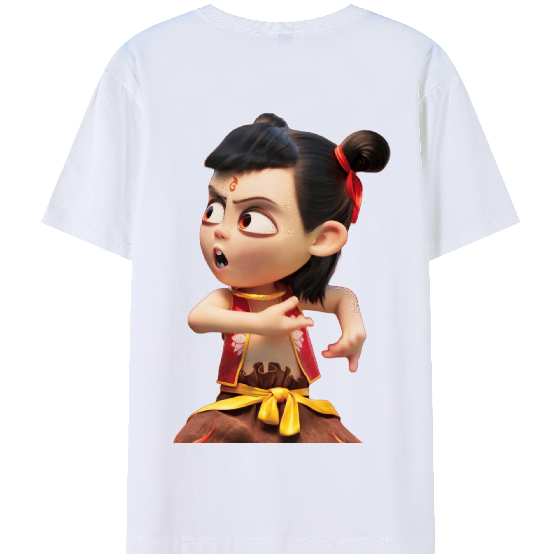 （画像用） Ne Zha 2 ナタ 魔童の大暴れ 綿100％半袖Tシャツ（背面プリント）