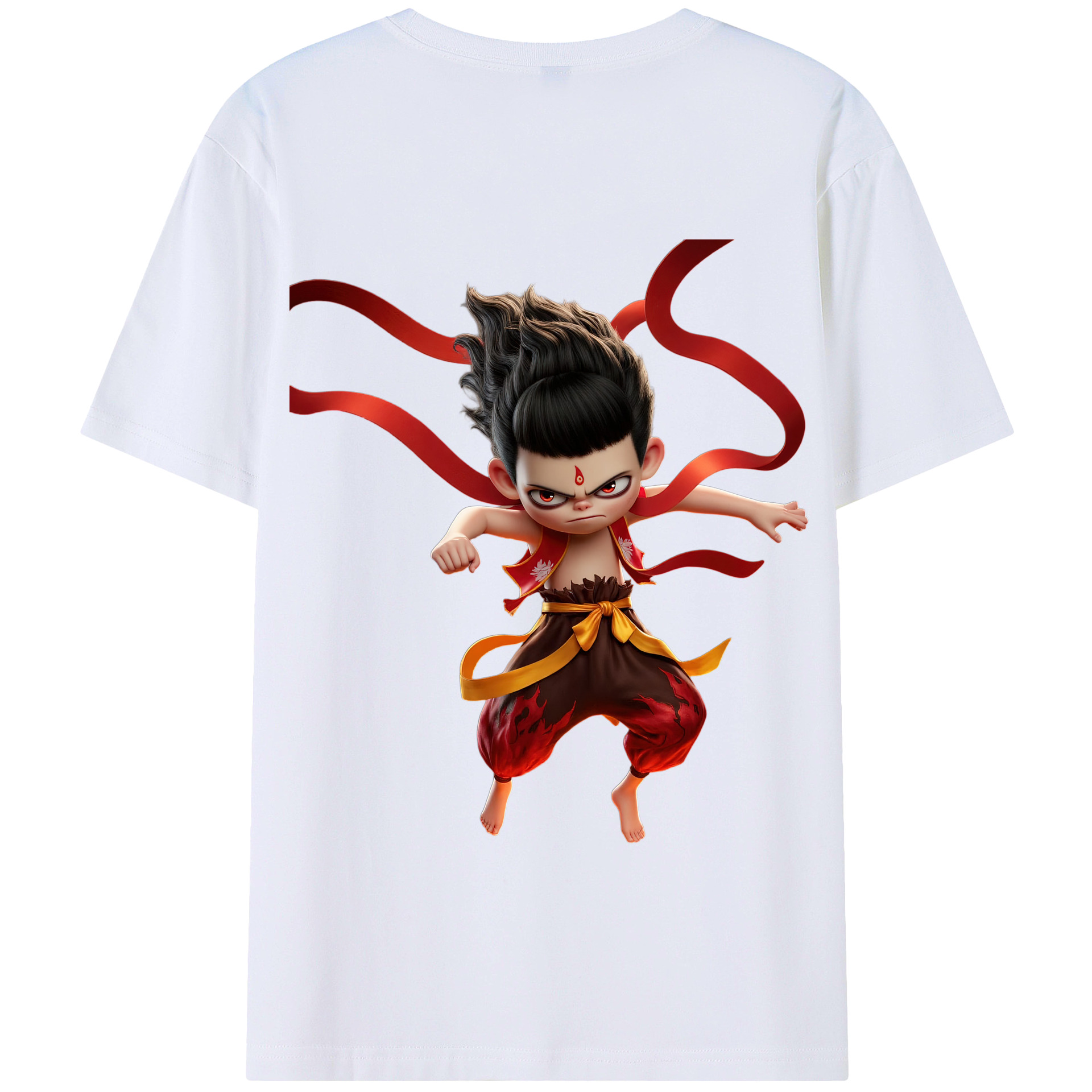 （画像用） Ne Zha 2 ナタ 魔童の大暴れ 綿100％半袖Tシャツ（背面プリント）