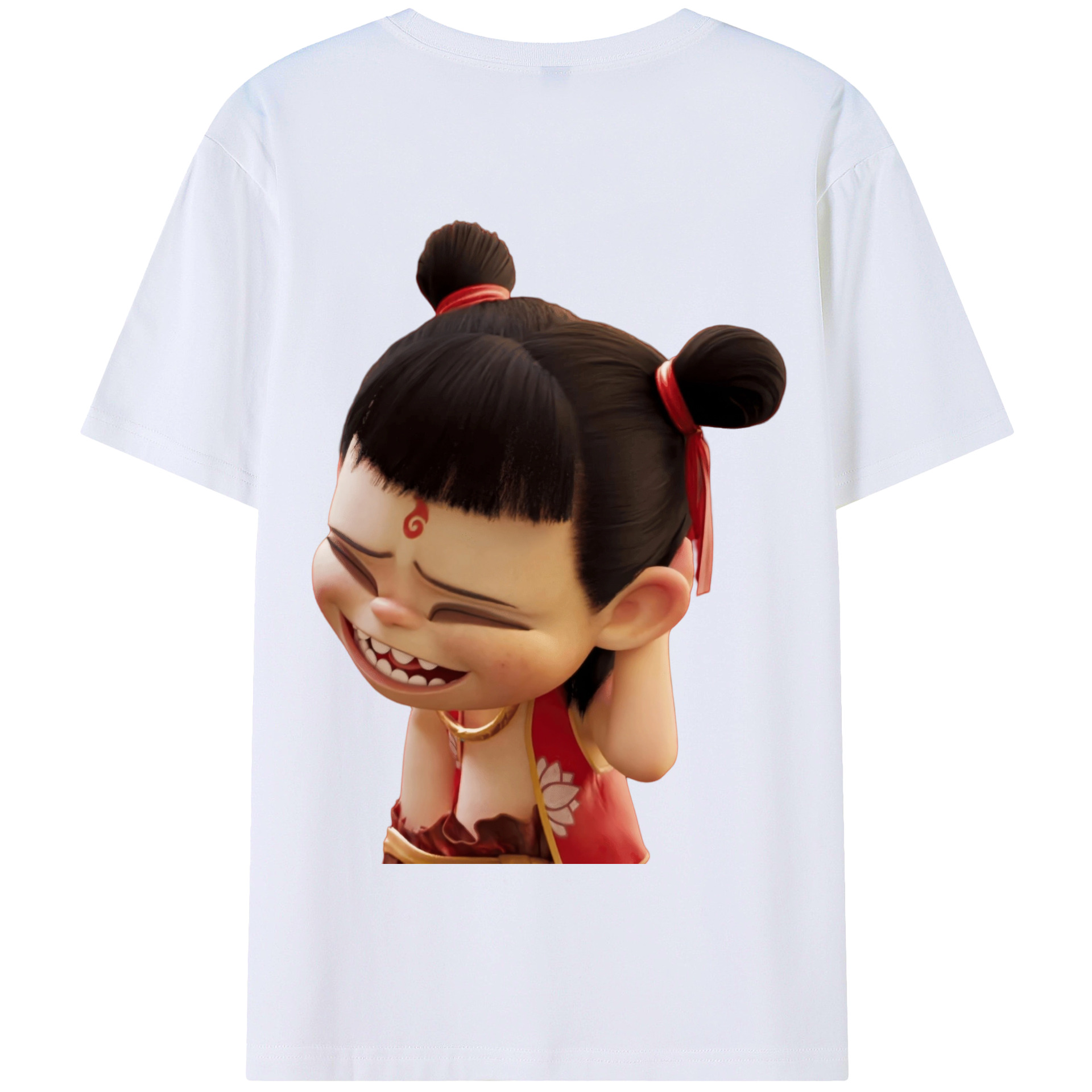 （画像用） Ne Zha 2 ナタ 魔童の大暴れ 綿100％半袖Tシャツ（背面プリント）