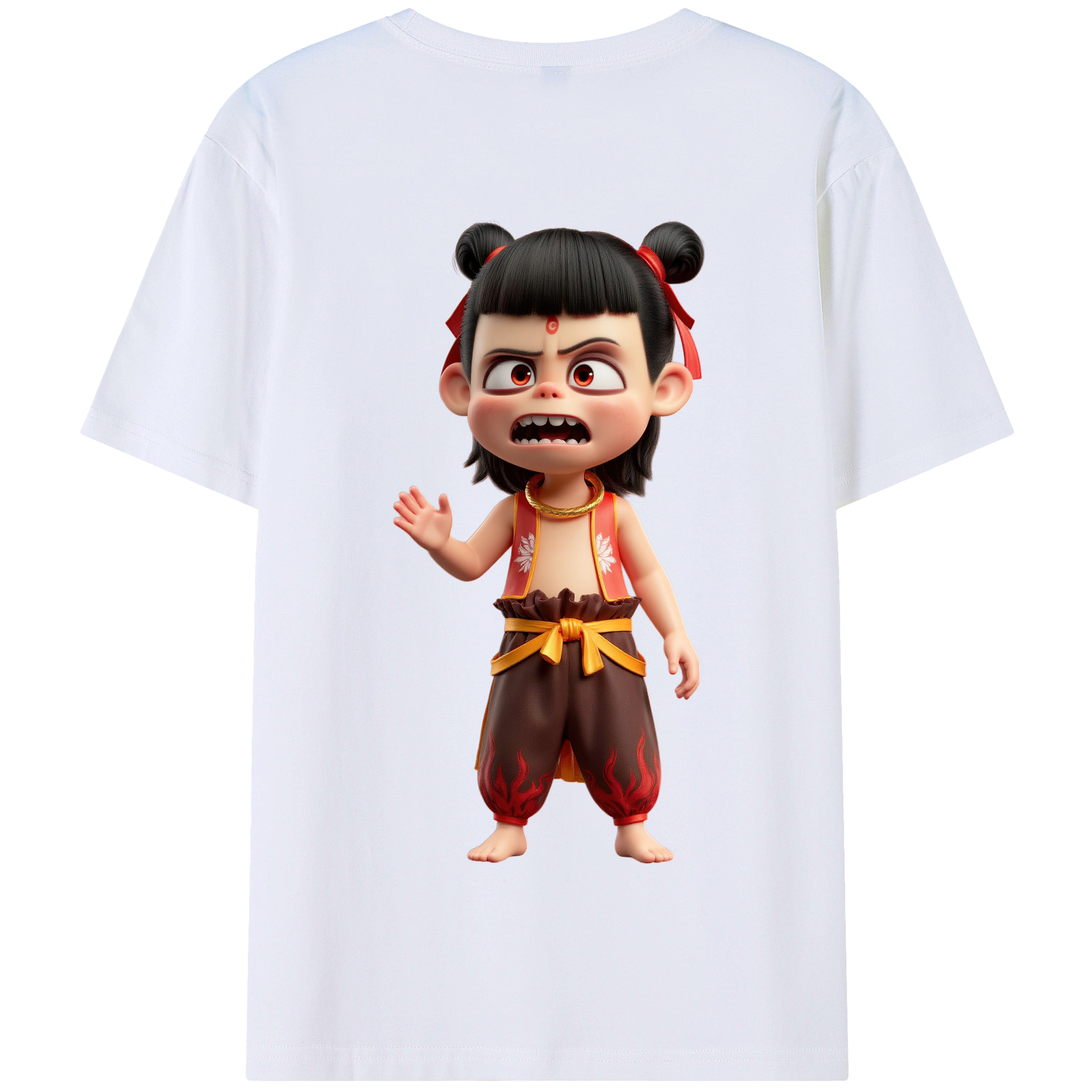 （画像用） Ne Zha 2 ナタ 魔童の大暴れ 綿100％半袖Tシャツ（背面プリント）