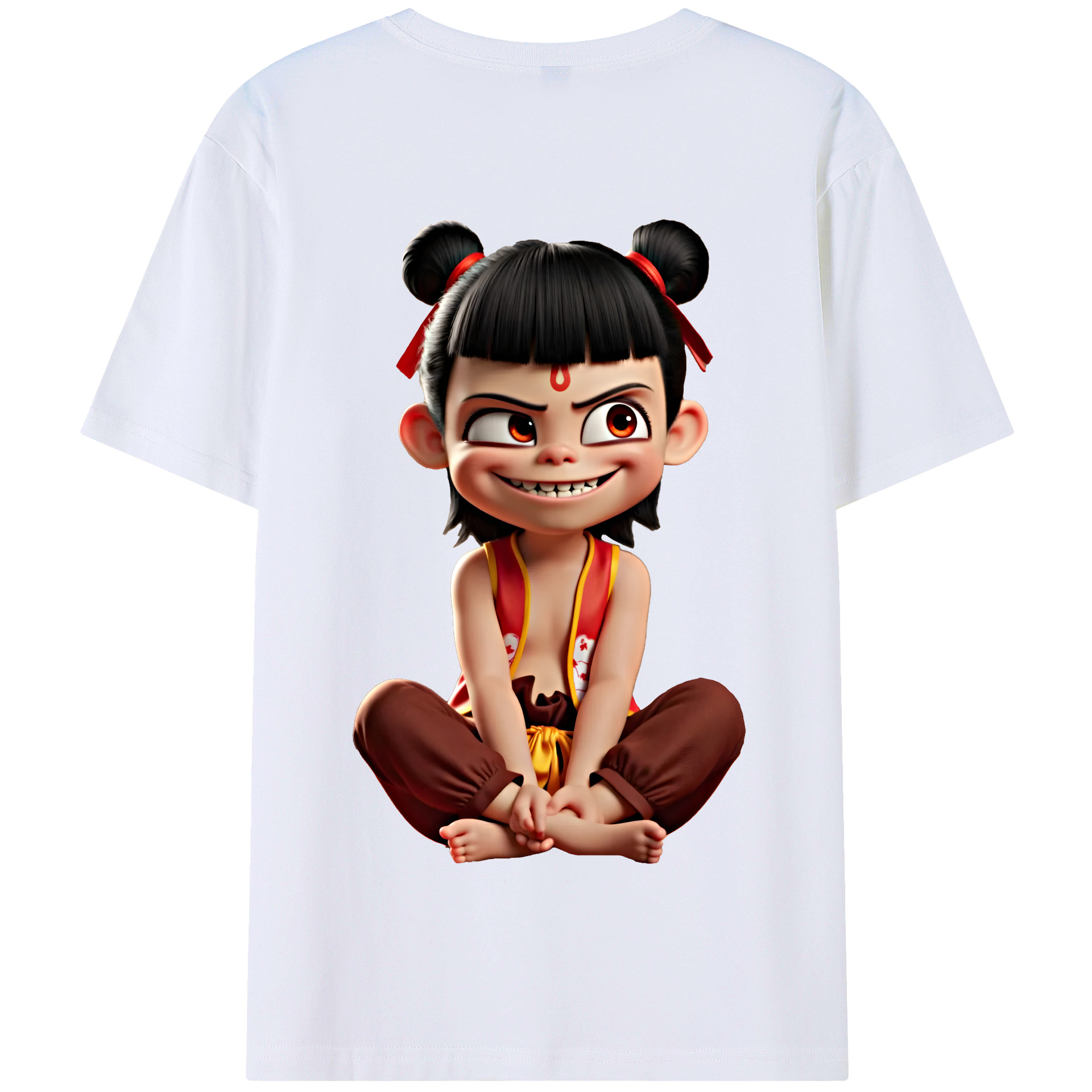 （画像用） Ne Zha 2 ナタ 魔童の大暴れ 綿100％半袖Tシャツ（背面プリント）