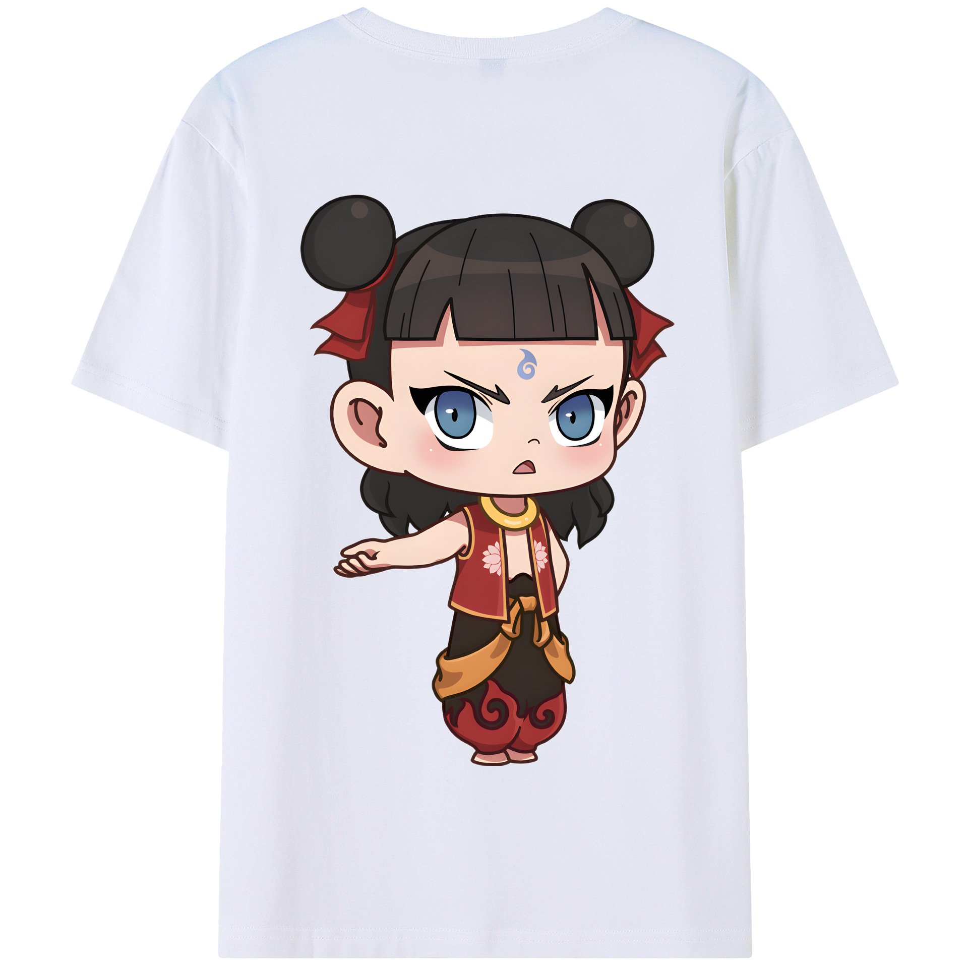（画像用） Ne Zha 2 ナタ 魔童の大暴れ 綿100％半袖Tシャツ（背面プリント）