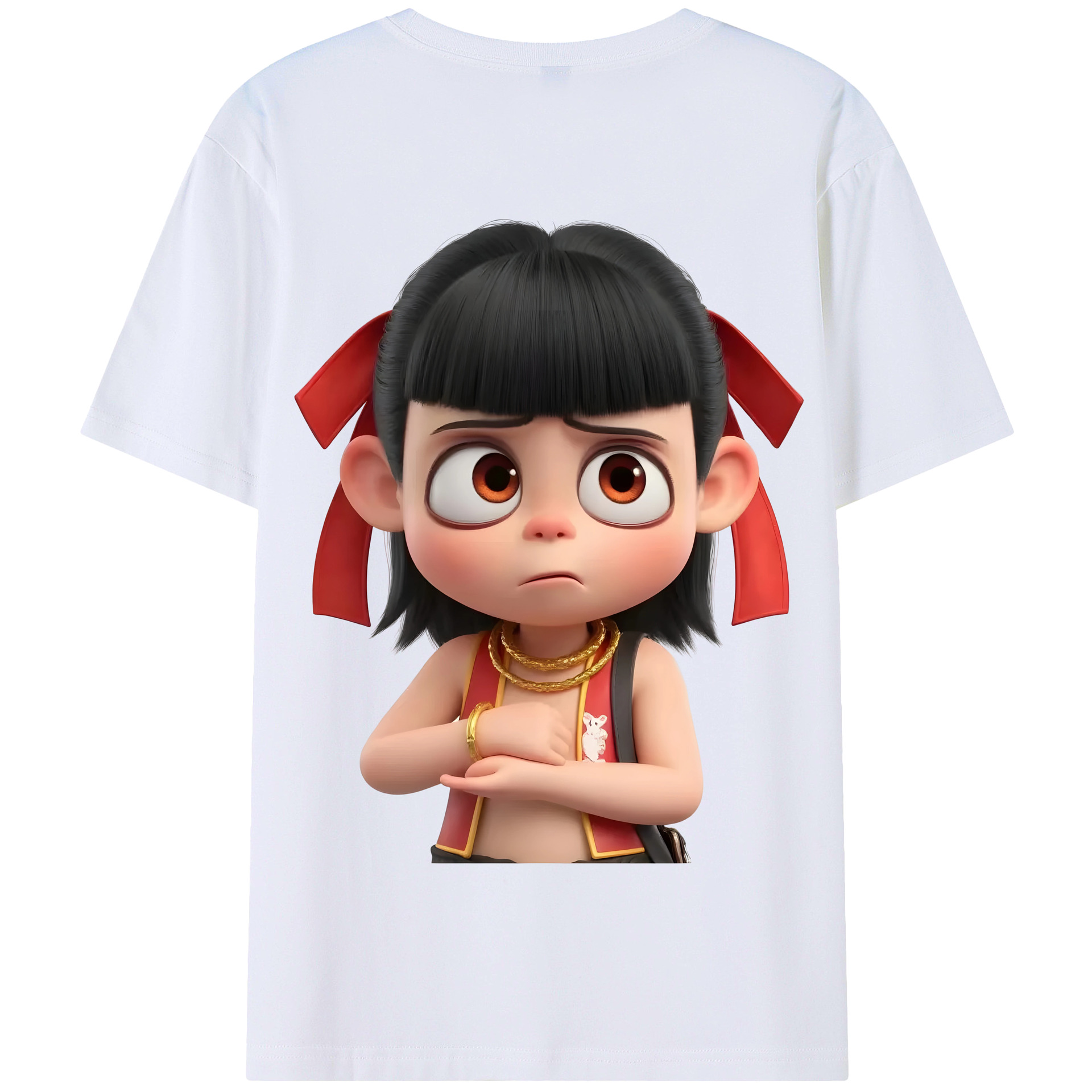 （画像用） Ne Zha 2 ナタ 魔童の大暴れ 綿100％半袖Tシャツ（背面プリント）