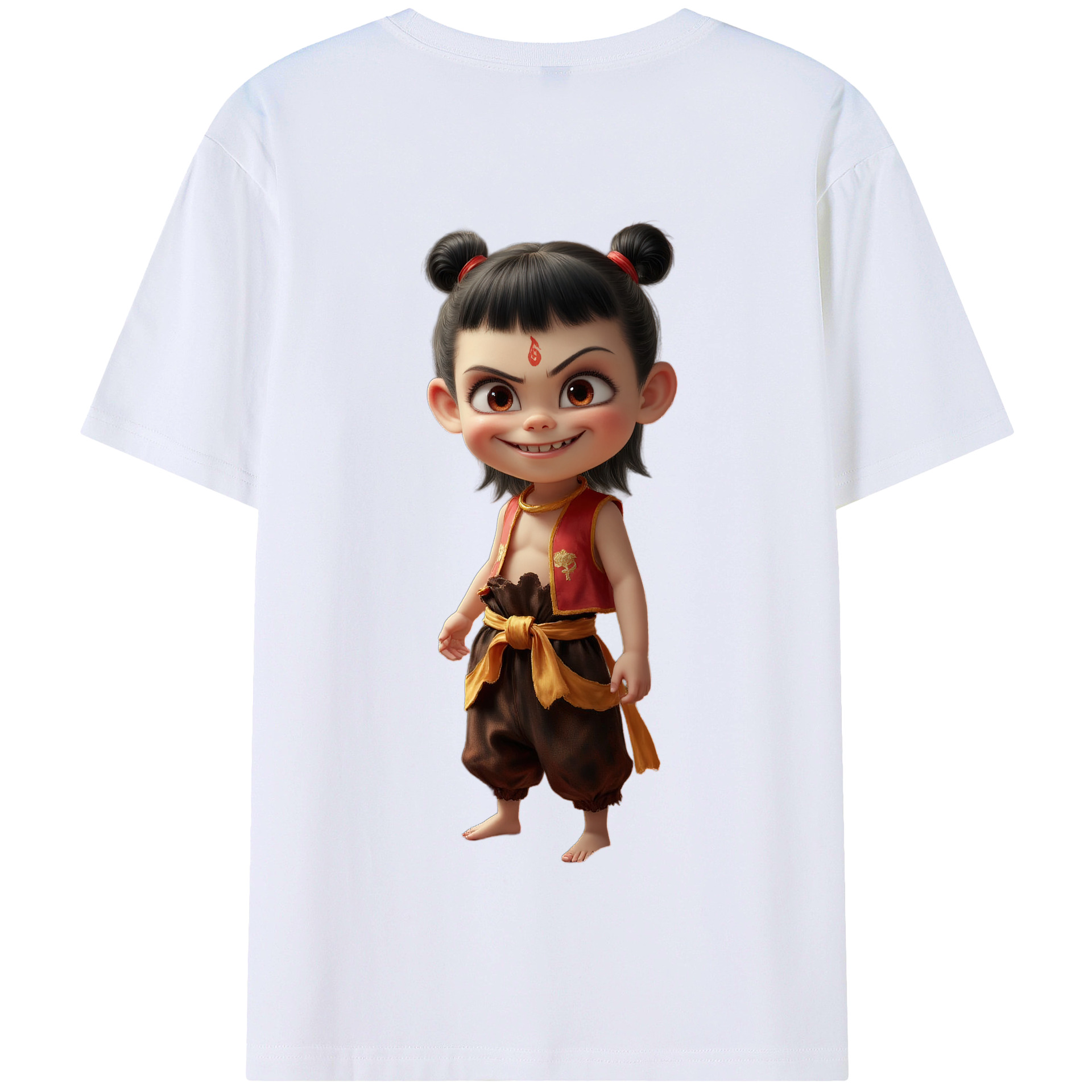 （画像用） Ne Zha 2 ナタ 魔童の大暴れ 綿100％半袖Tシャツ（背面プリント）