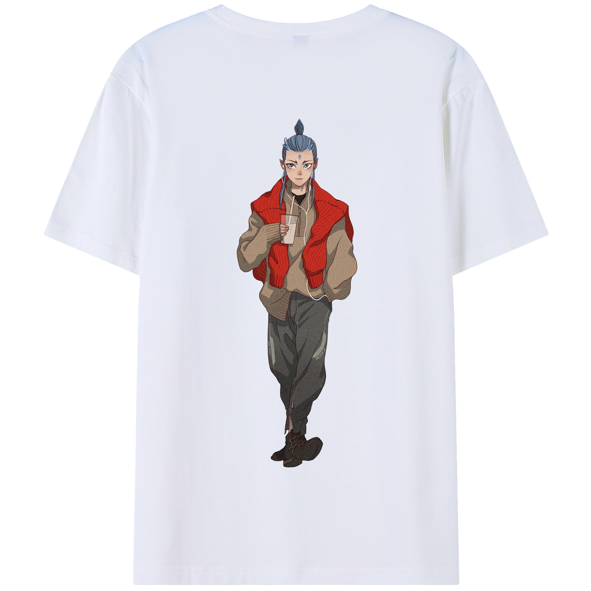 （画像用） Ne Zha 2 ナタ 魔童の大暴れ 綿100％半袖Tシャツ（背面プリント）