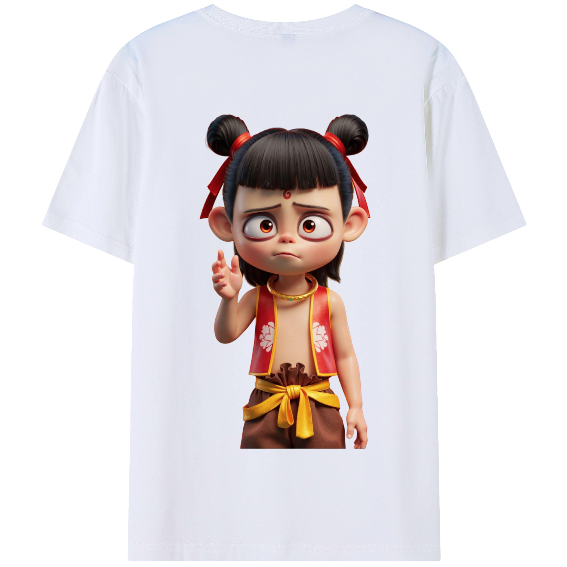 （画像用） Ne Zha 2 ナタ 魔童の大暴れ 綿100％半袖Tシャツ（背面プリント）