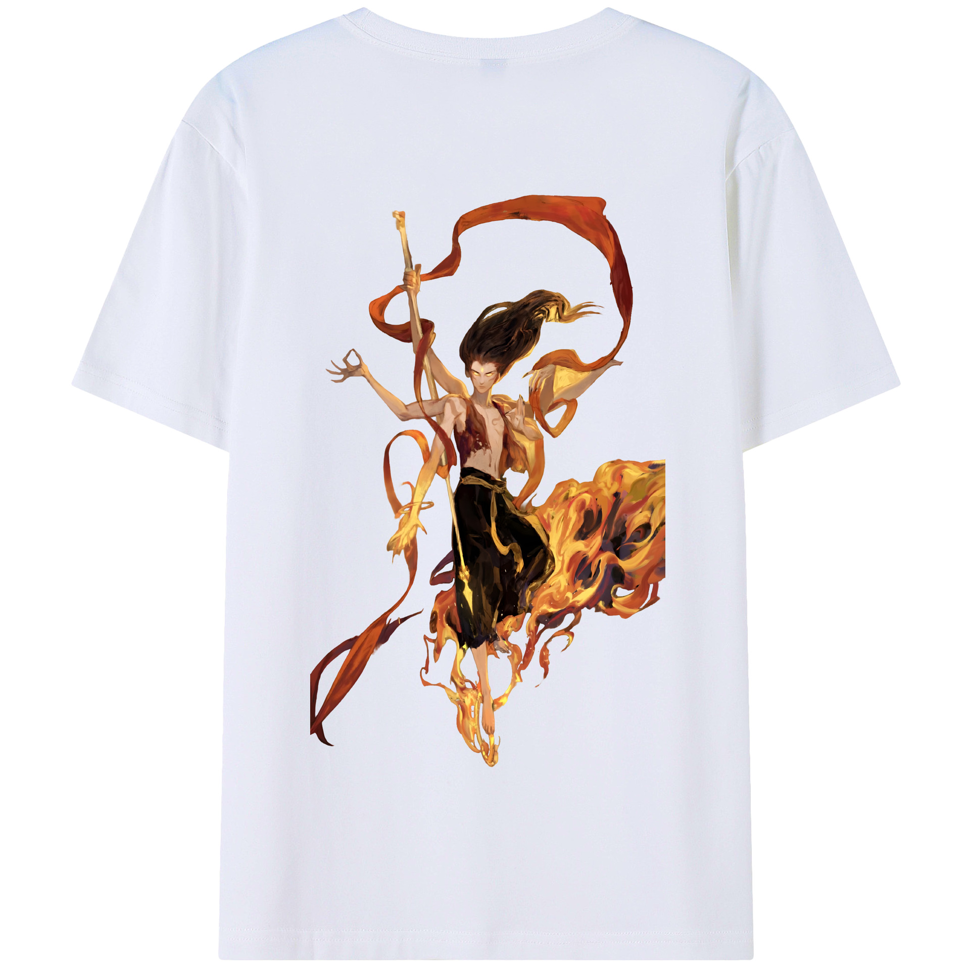 （画像用） Ne Zha 2 ナタ 魔童の大暴れ 綿100％半袖Tシャツ（背面プリント）