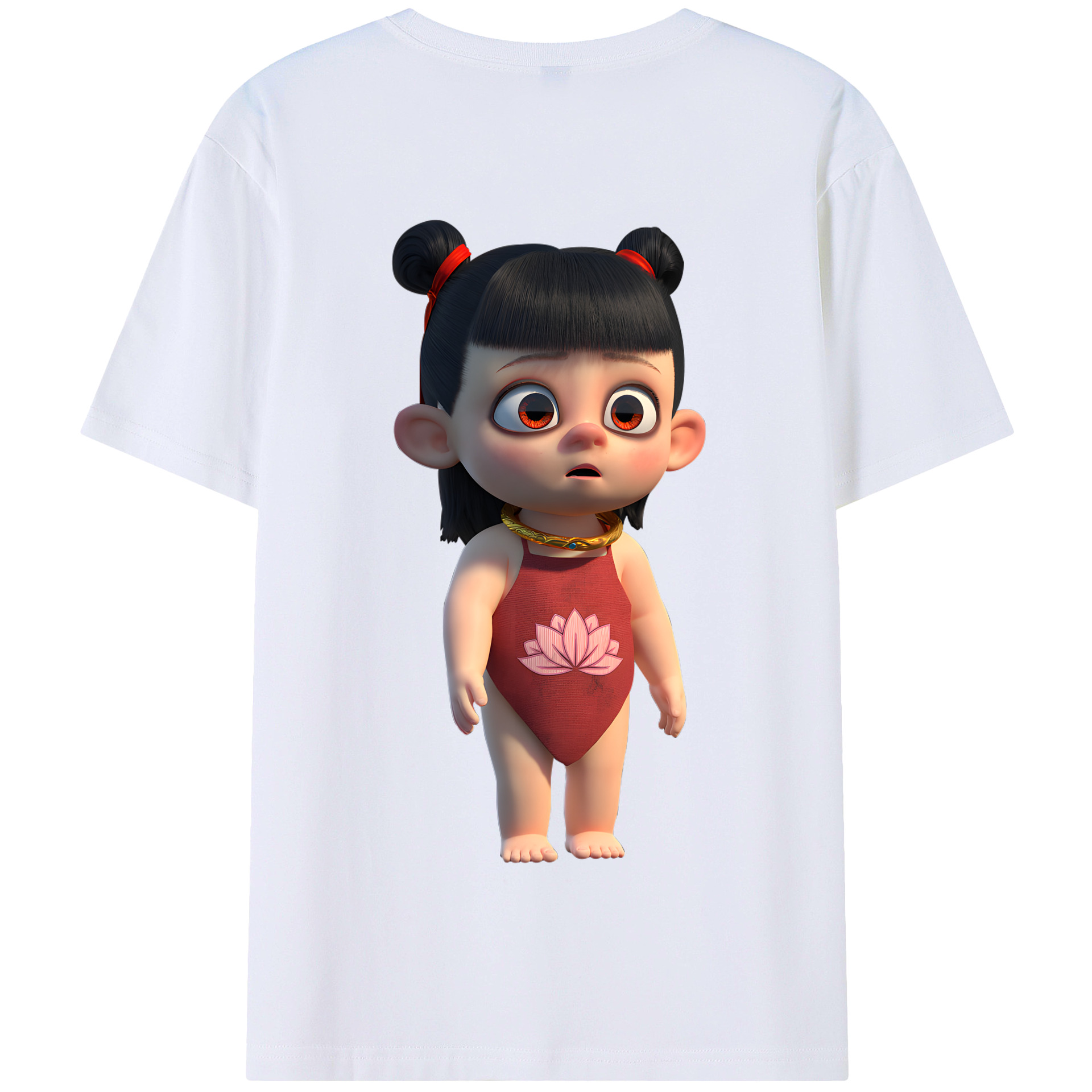 （画像用） Ne Zha 2 ナタ 魔童の大暴れ 綿100％半袖Tシャツ（背面プリント）