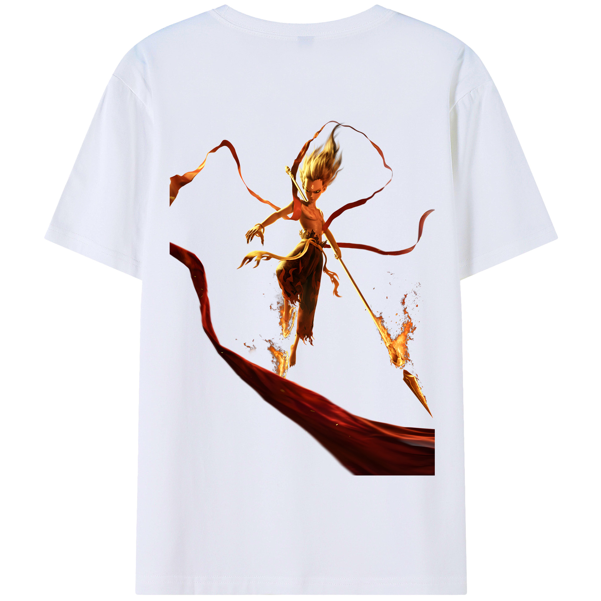 （画像用） Ne Zha 2 ナタ 魔童の大暴れ 綿100％半袖Tシャツ（背面プリント）