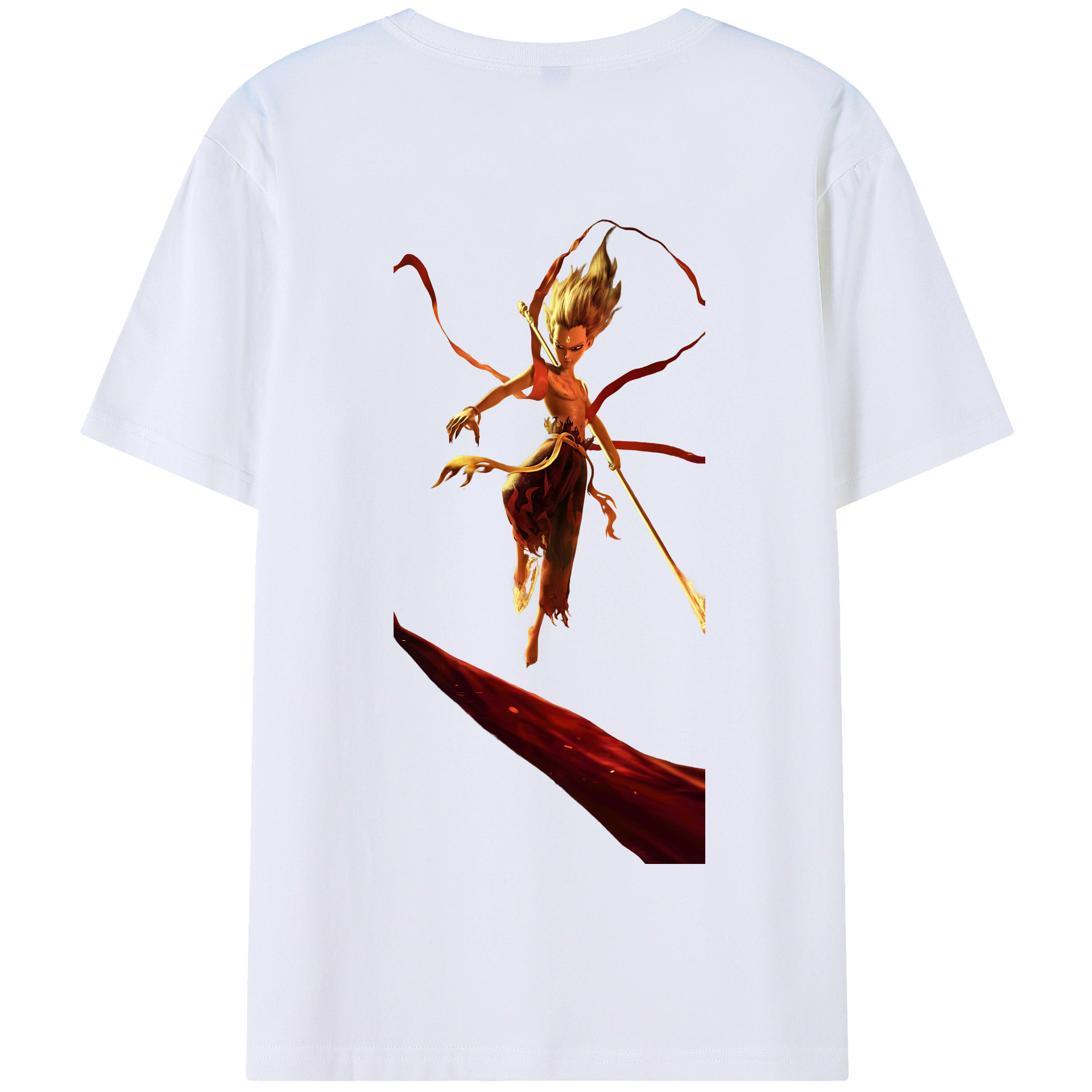 （画像用） Ne Zha 2 ナタ 魔童の大暴れ 綿100％半袖Tシャツ（背面プリント）