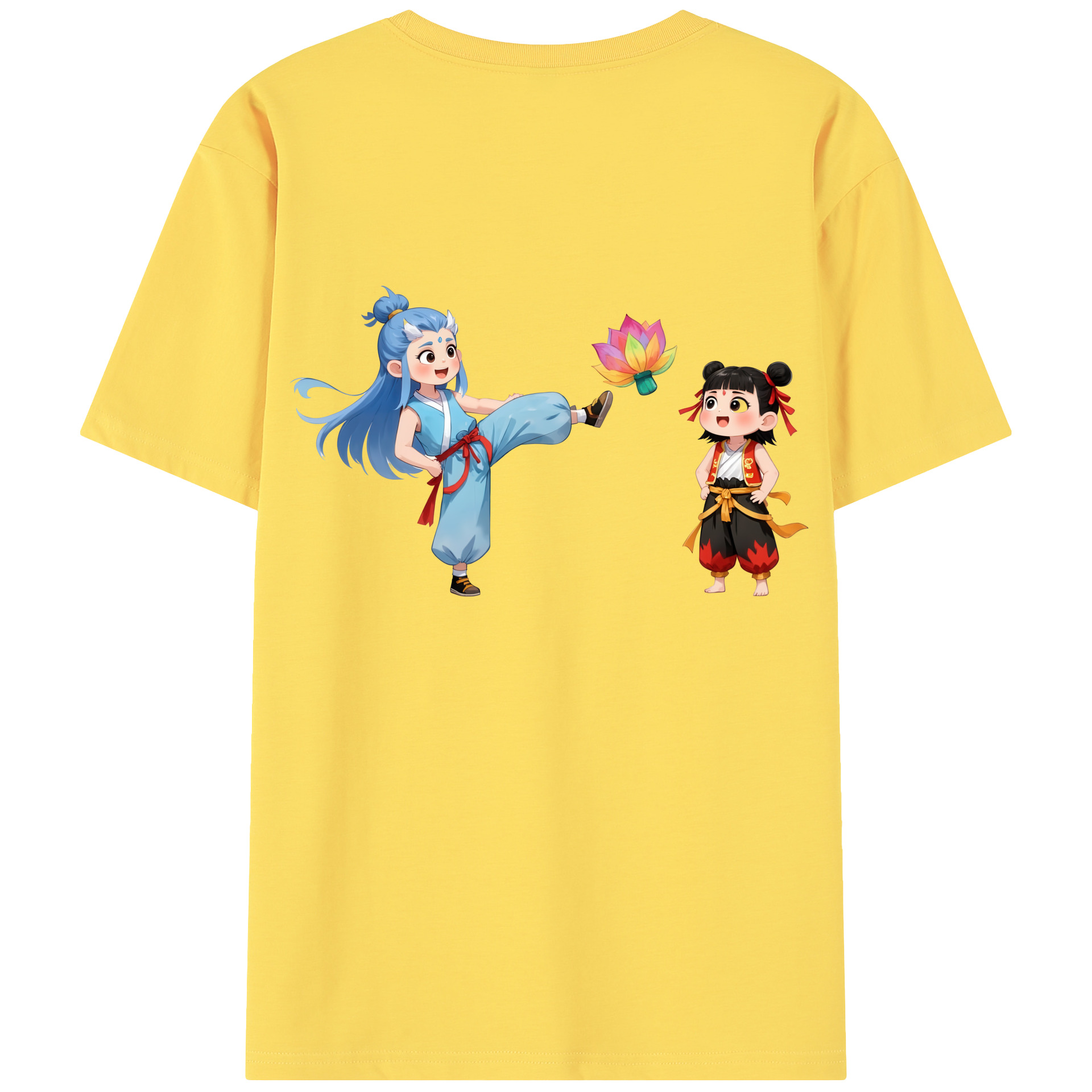（画像用） Ne Zha 2 ナタ 魔童の大暴れ 綿100％半袖Tシャツ（背面プリント）