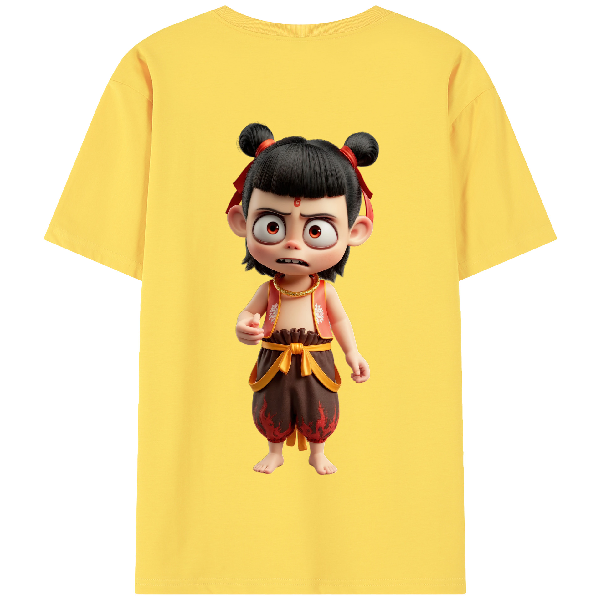 （画像用） Ne Zha 2 ナタ 魔童の大暴れ 綿100％半袖Tシャツ（背面プリント）